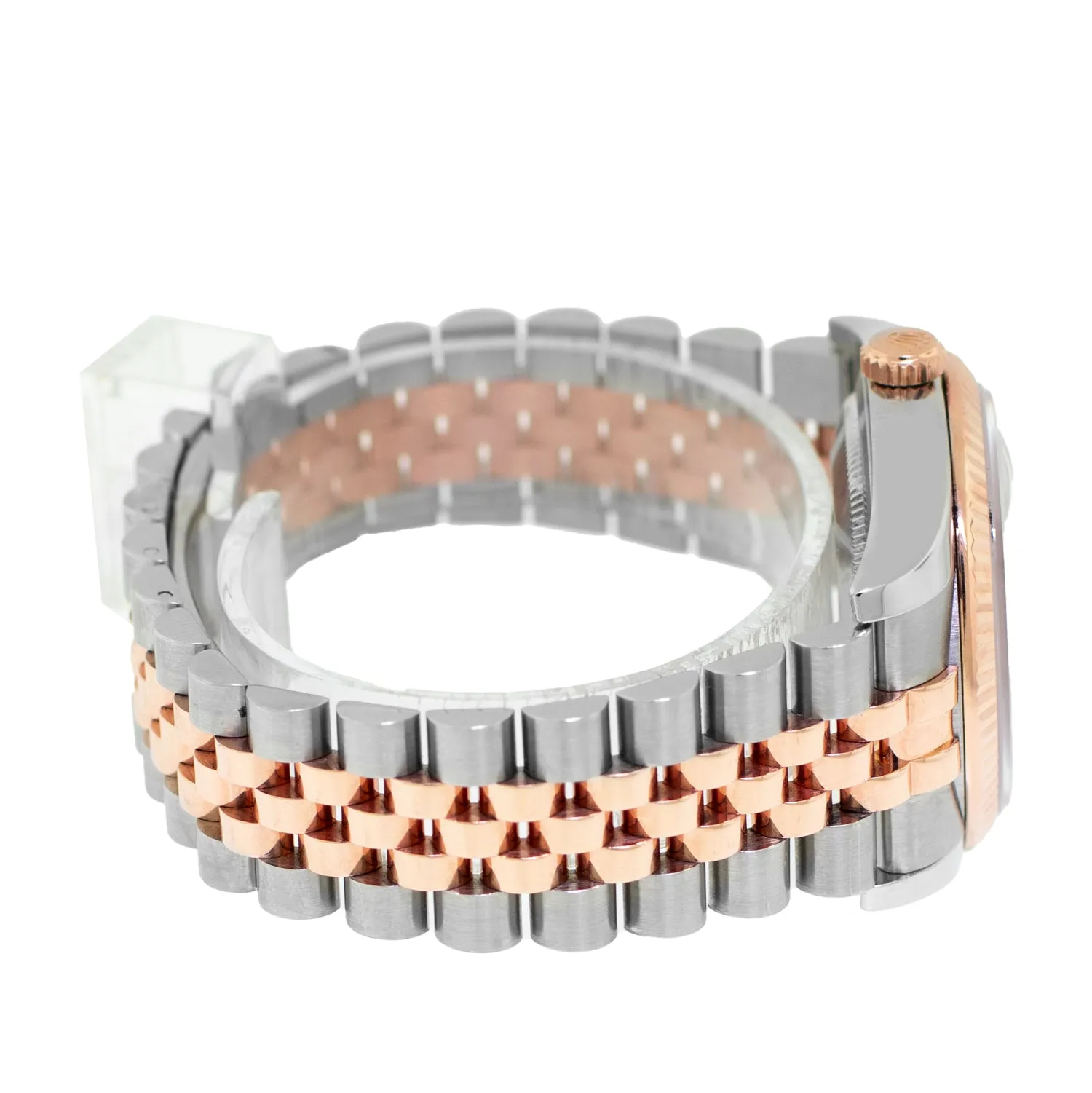 Rolex Datejust 36mm Everose Gold & Steel Black Roman Dial and Fluted Bezel 116231