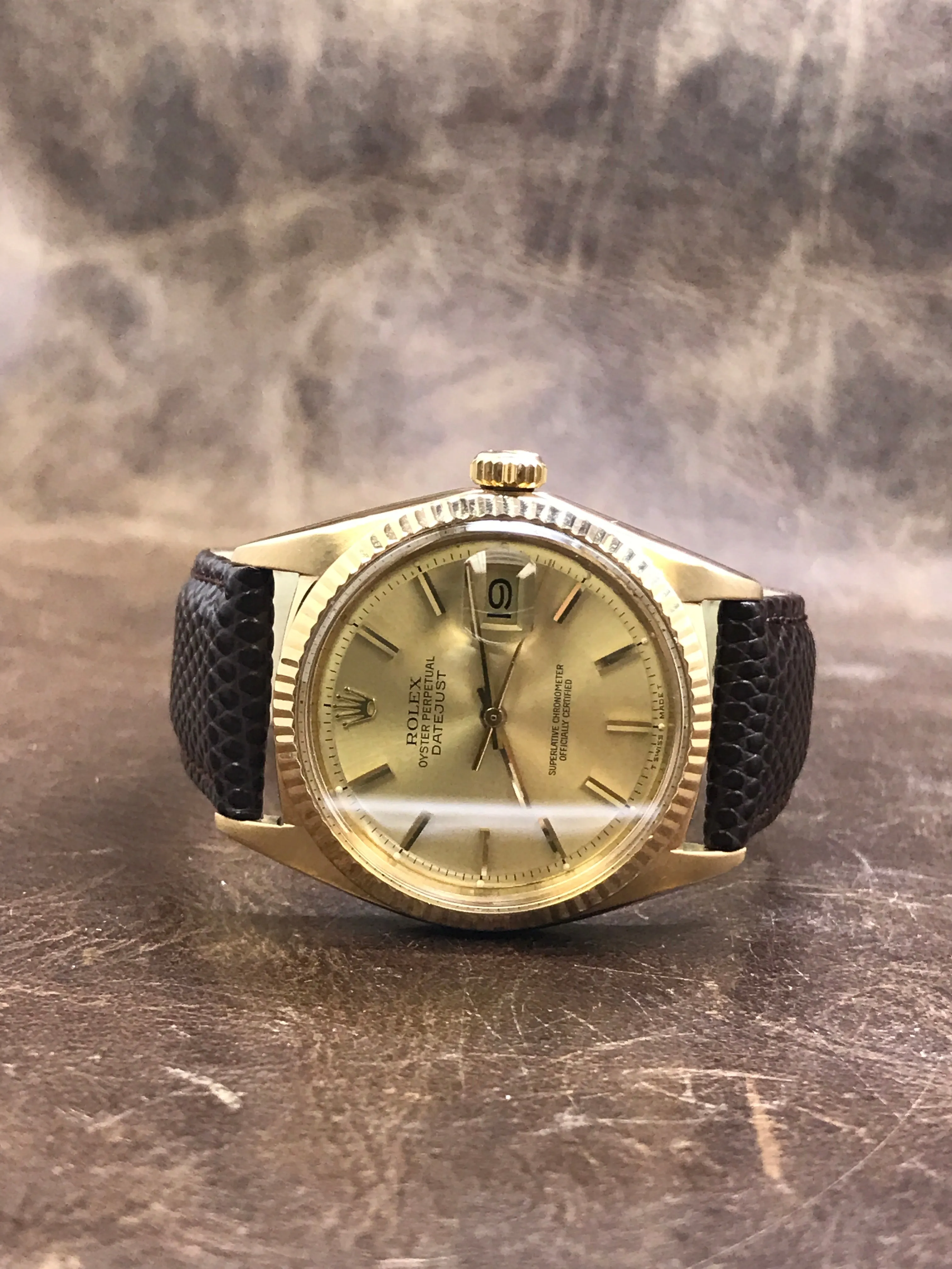 Rolex Datejust 36mm Vintage 1601 Gold Champagne Dial Automatic Watch