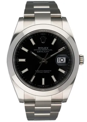 Rolex Datejust 41 126300 Black Dial Steel Mens Watch Box Papers