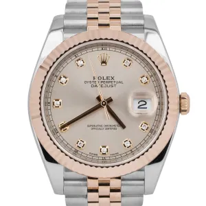 Rolex DateJust 41 SUNDUST DIAMOND 18K Rose Gold JUBILEE 126331 41mm Watch BOX