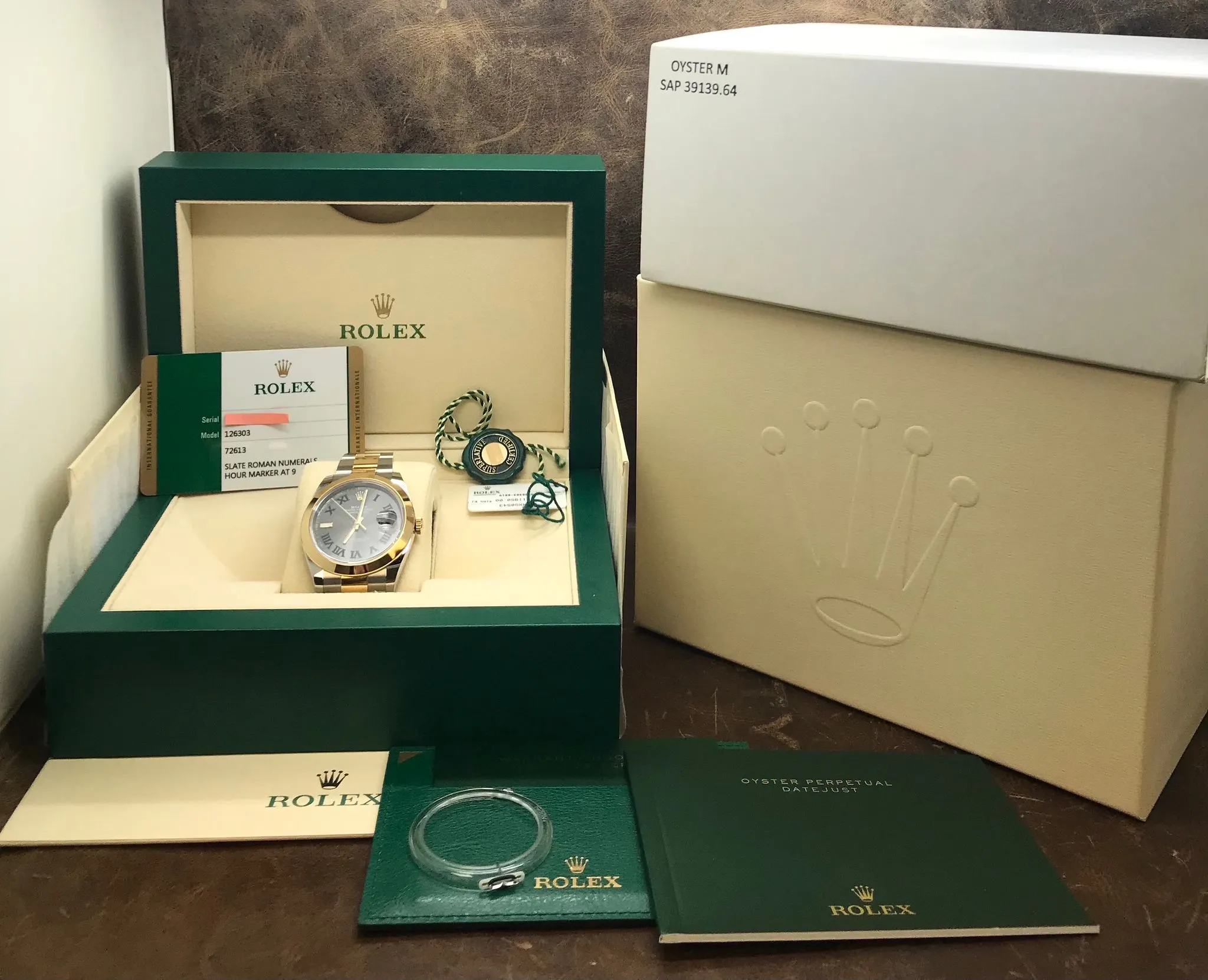 Rolex Datejust 41mm 126303 Wimbledon Slate Roman Dial Automatic Men's Watch