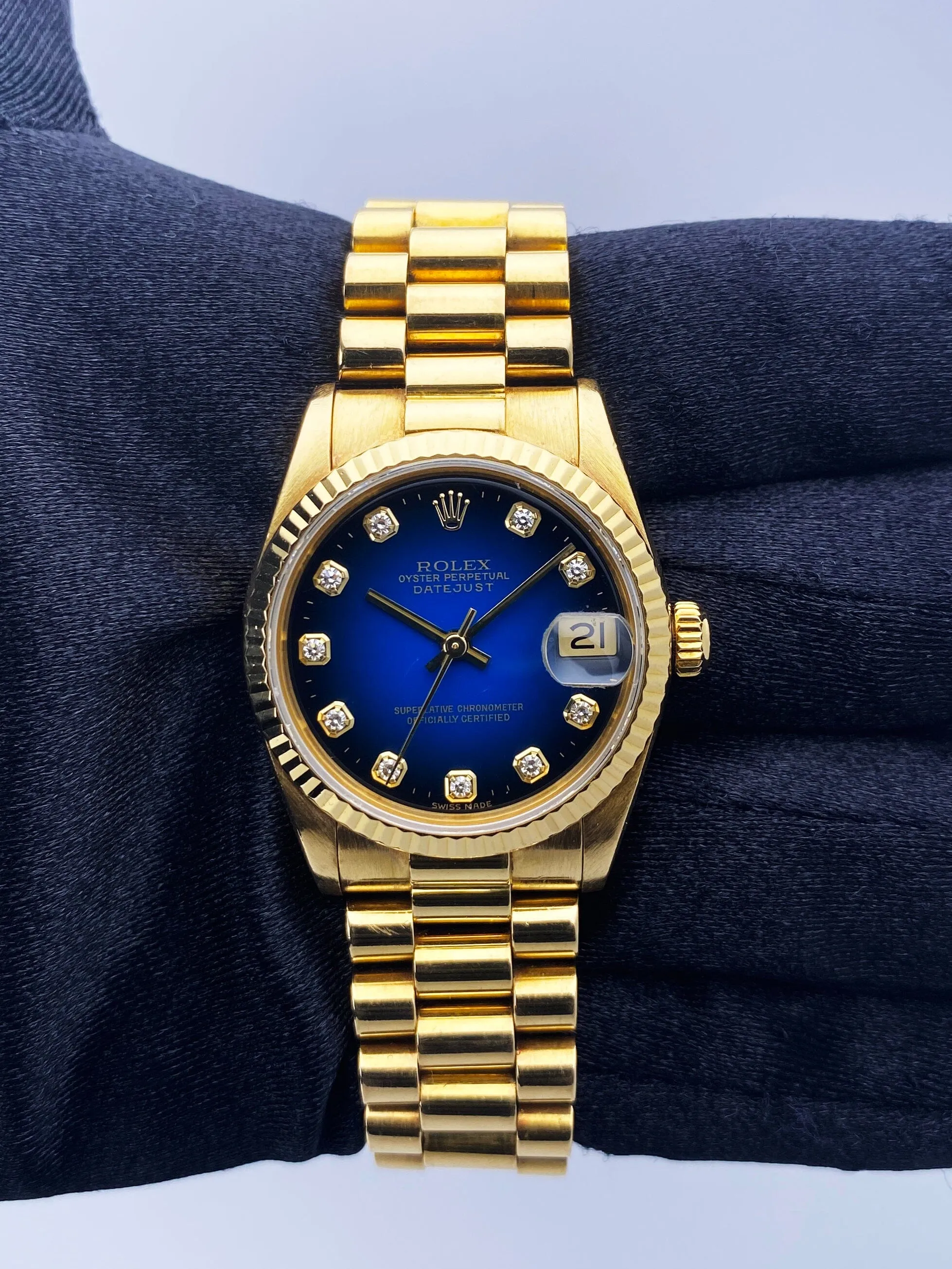 Rolex DateJust 68278 Blue Vignette Ladies Watch Box Papers