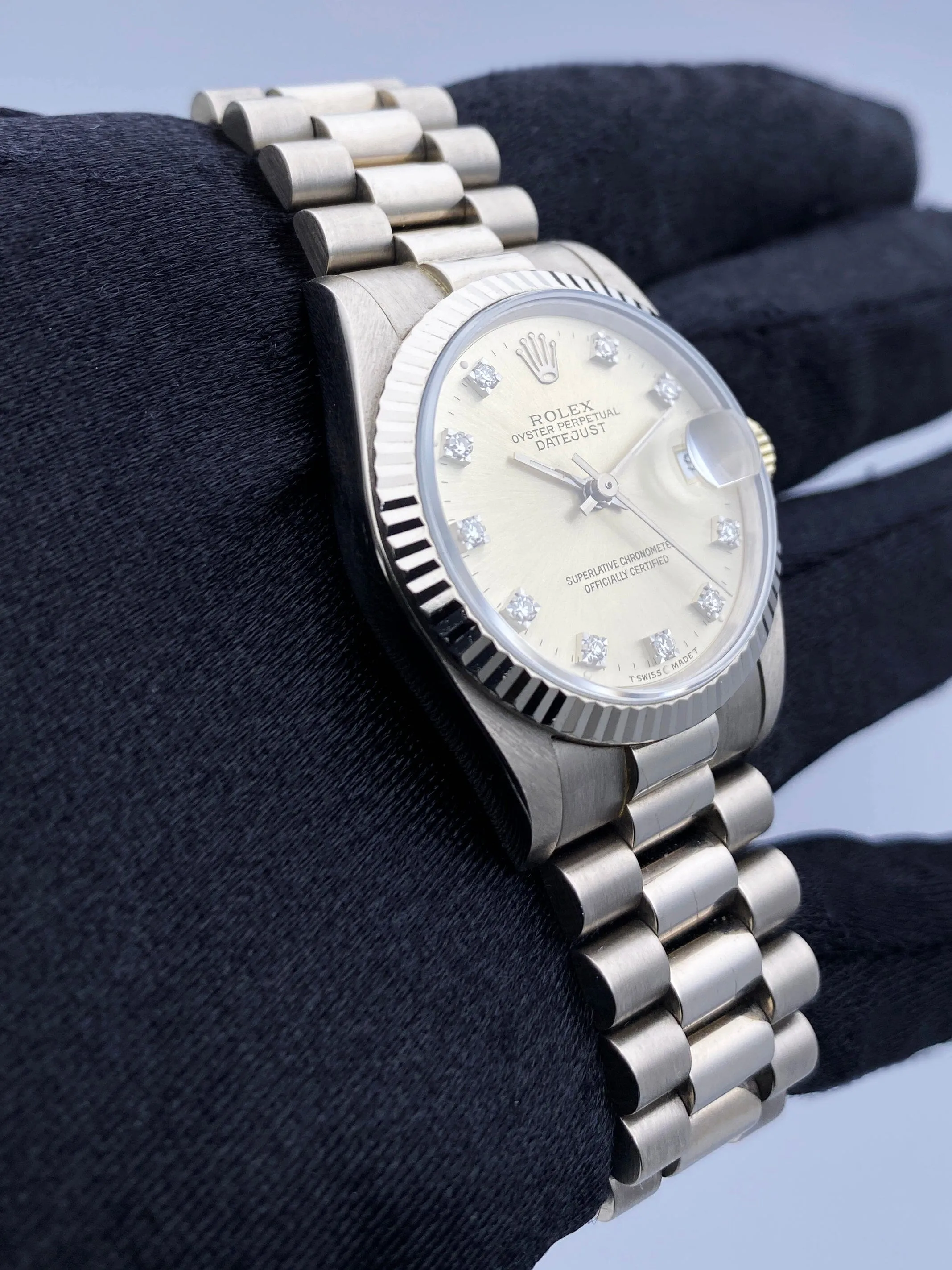Rolex Datejust 68279 Diamond 18K White Gold Ladies Watch Box Papers