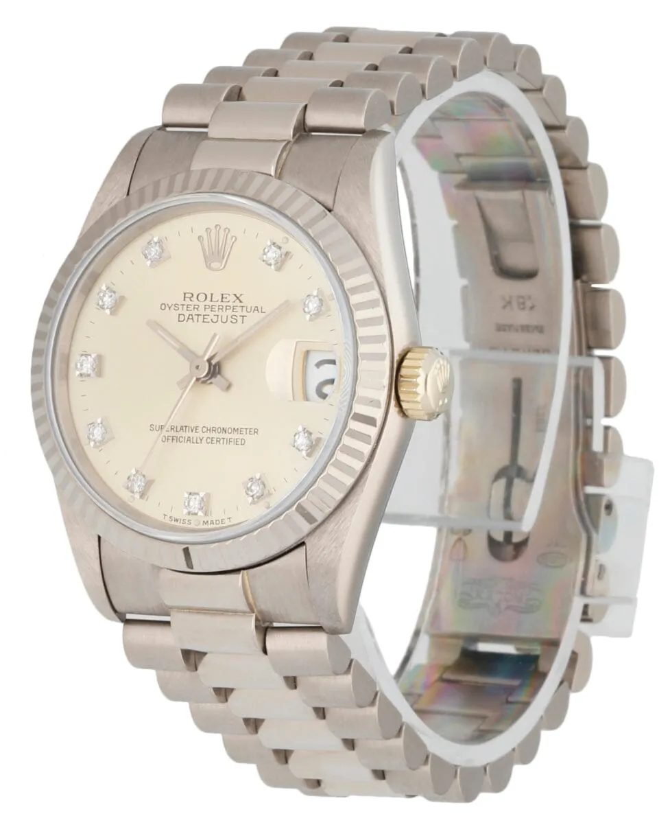 Rolex Datejust 68279 Diamond 18K White Gold Ladies Watch Box Papers
