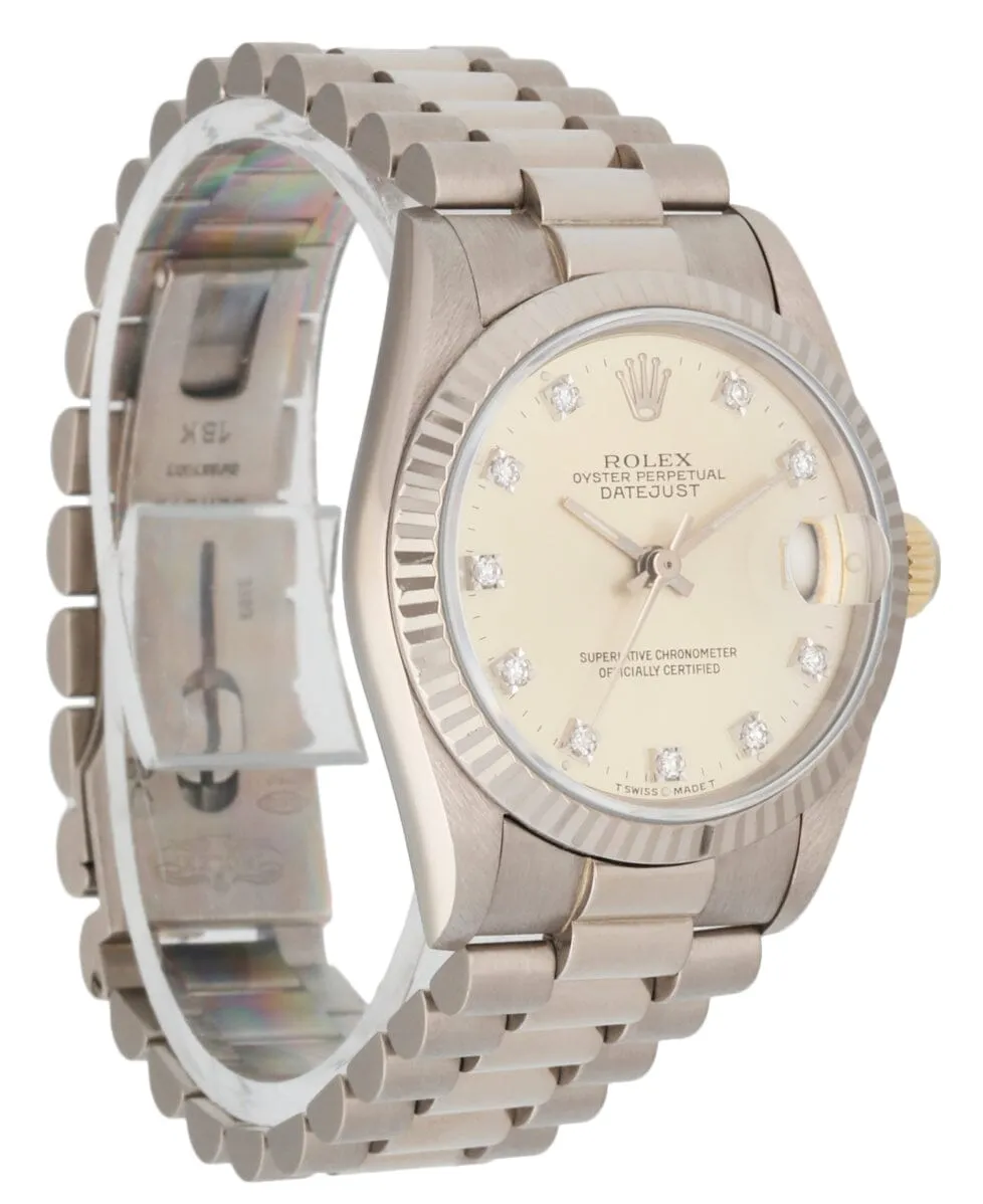 Rolex Datejust 68279 Diamond 18K White Gold Ladies Watch Box Papers