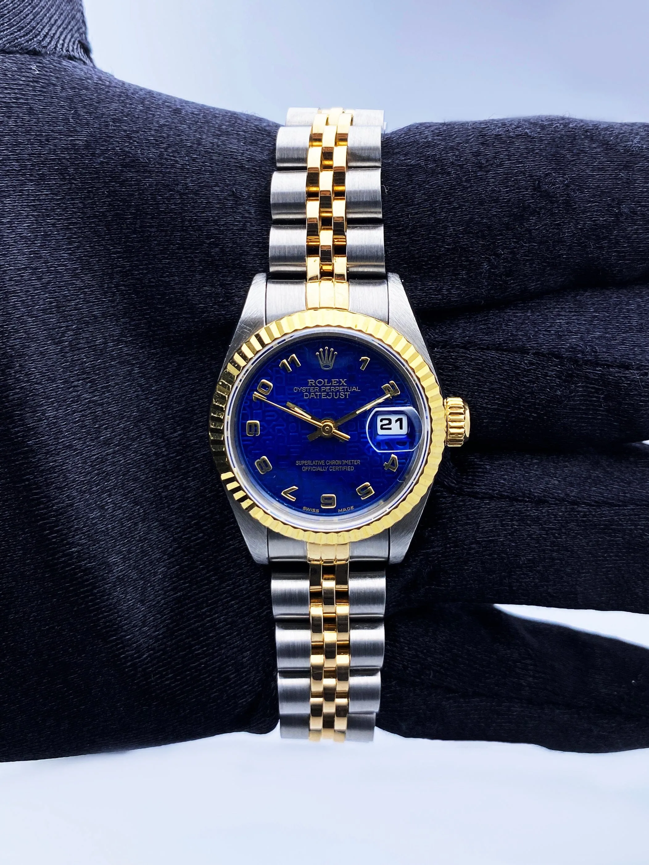 Rolex Datejust 69173 Blue Anniversary Dial Ladies Watch Box Papers