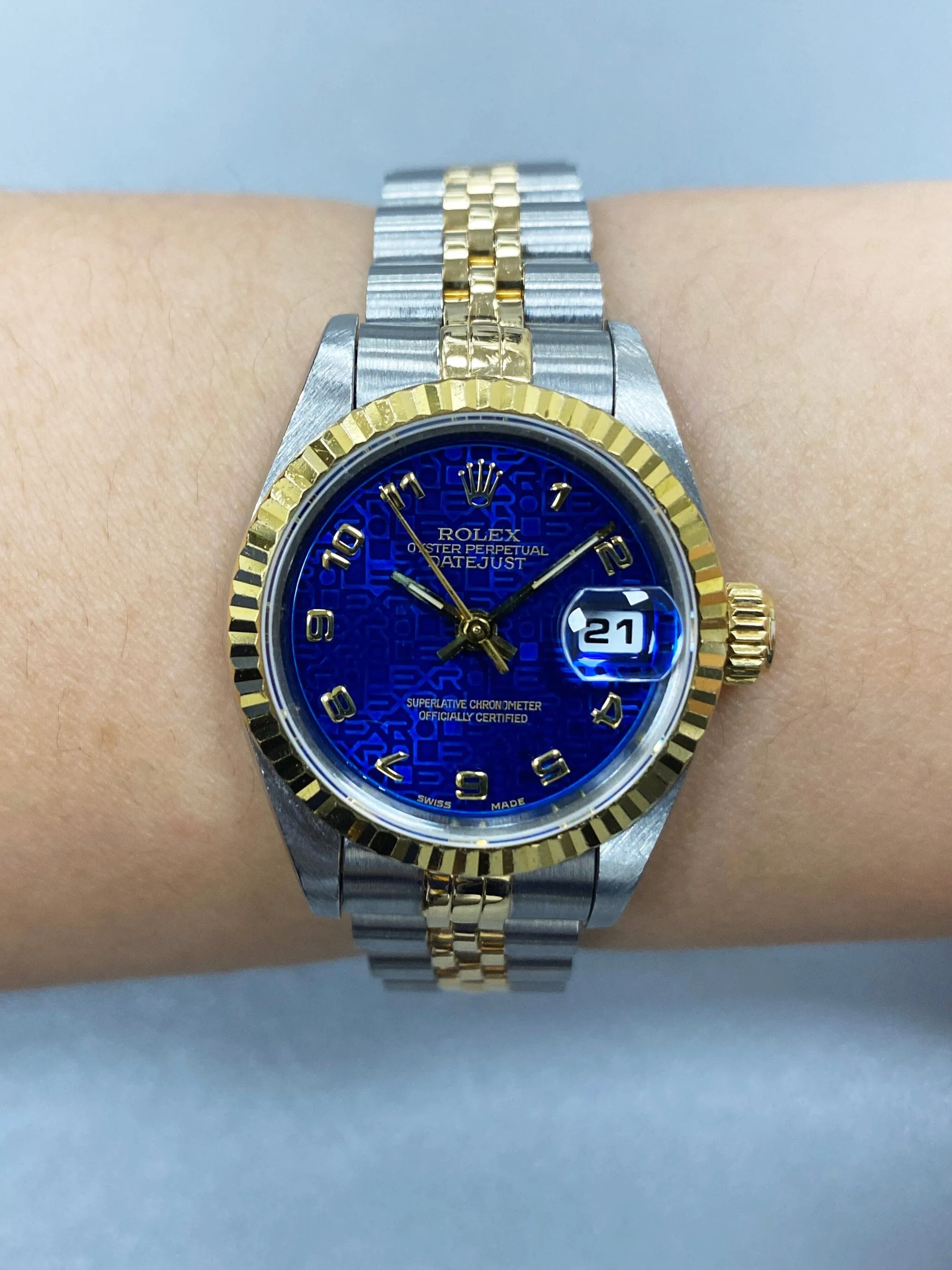 Rolex Datejust 69173 Blue Anniversary Dial Ladies Watch Box Papers