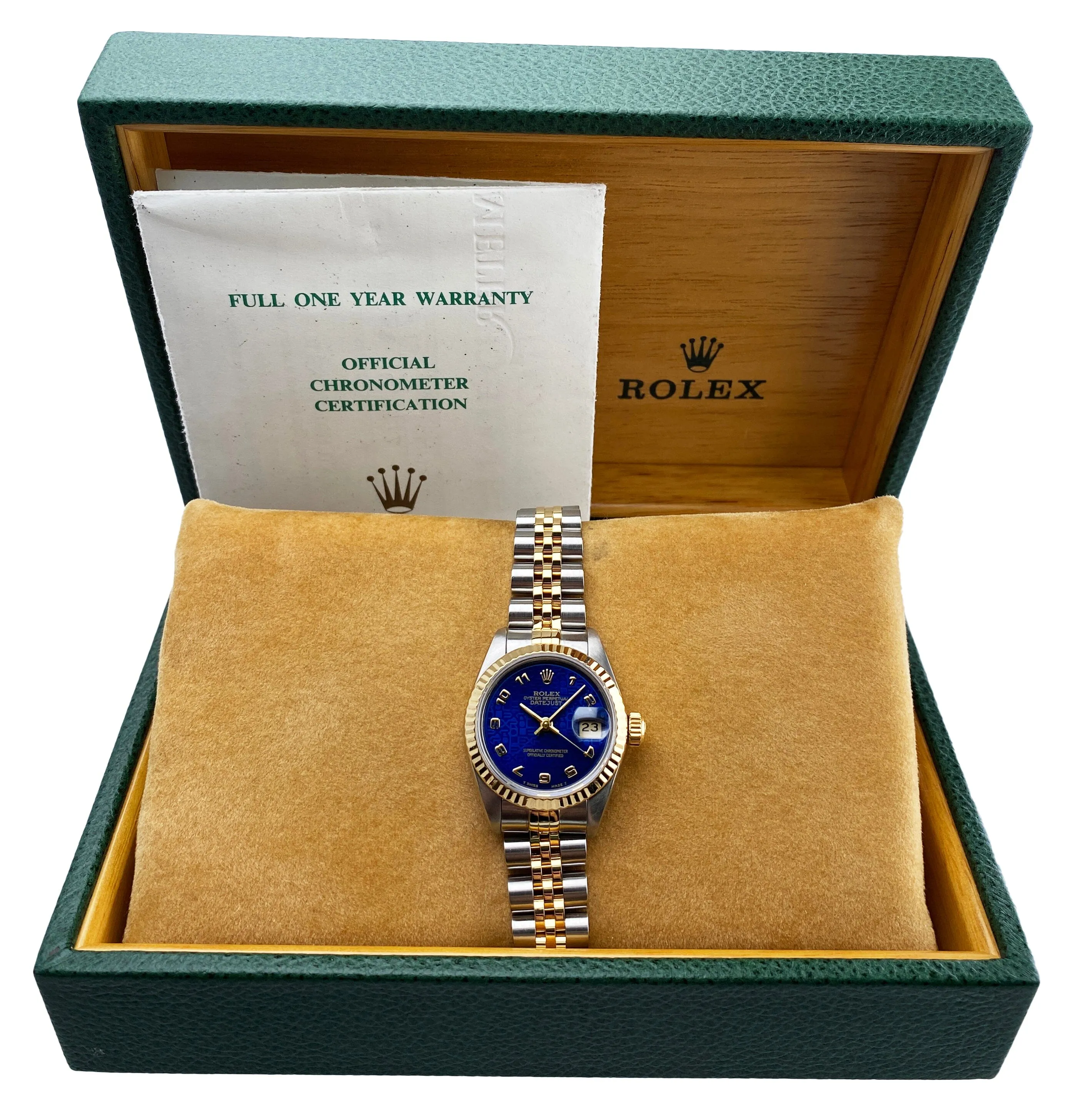 Rolex Datejust 69173 Blue Anniversary Dial Ladies Watch Box Papers