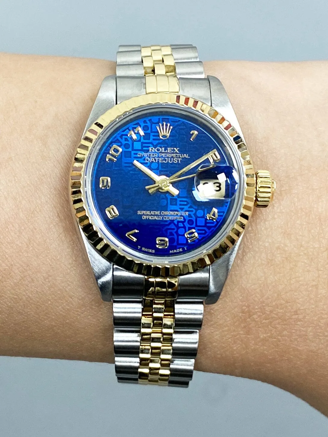 Rolex Datejust 69173 Blue Anniversary Dial Ladies Watch Box Papers