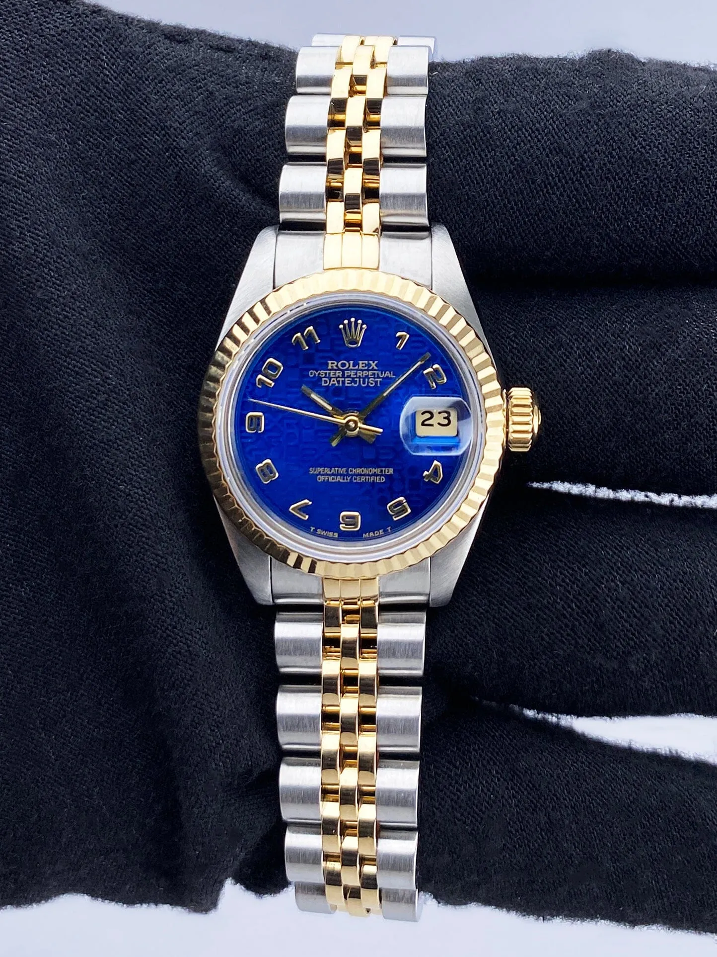Rolex Datejust 69173 Blue Anniversary Dial Ladies Watch Box Papers