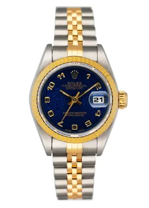 Rolex Datejust 69173 Blue Anniversary Dial Ladies Watch Box Papers