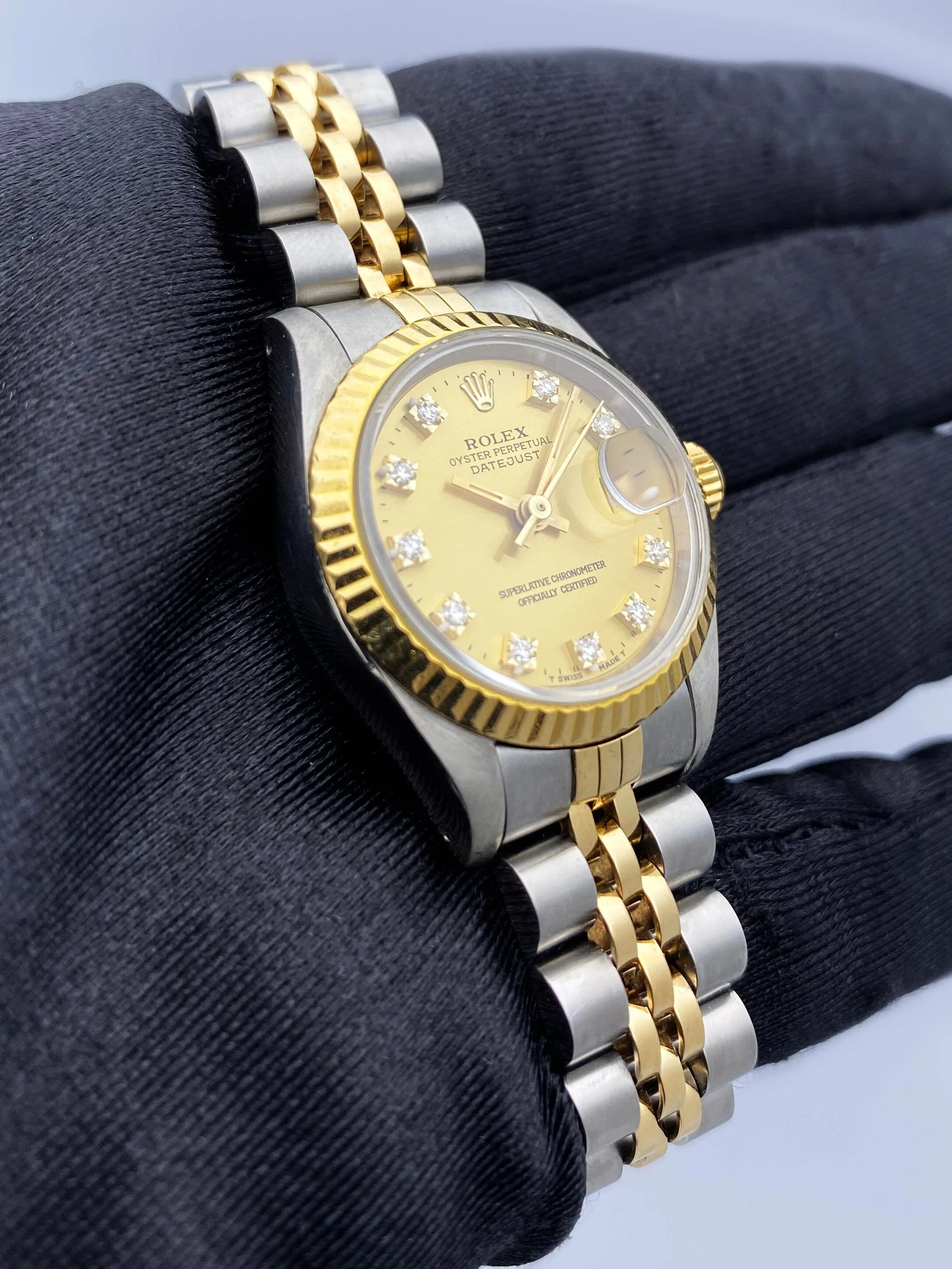 Rolex Datejust 69173 Diamond Champagne Dial Ladies Watch Box Papers