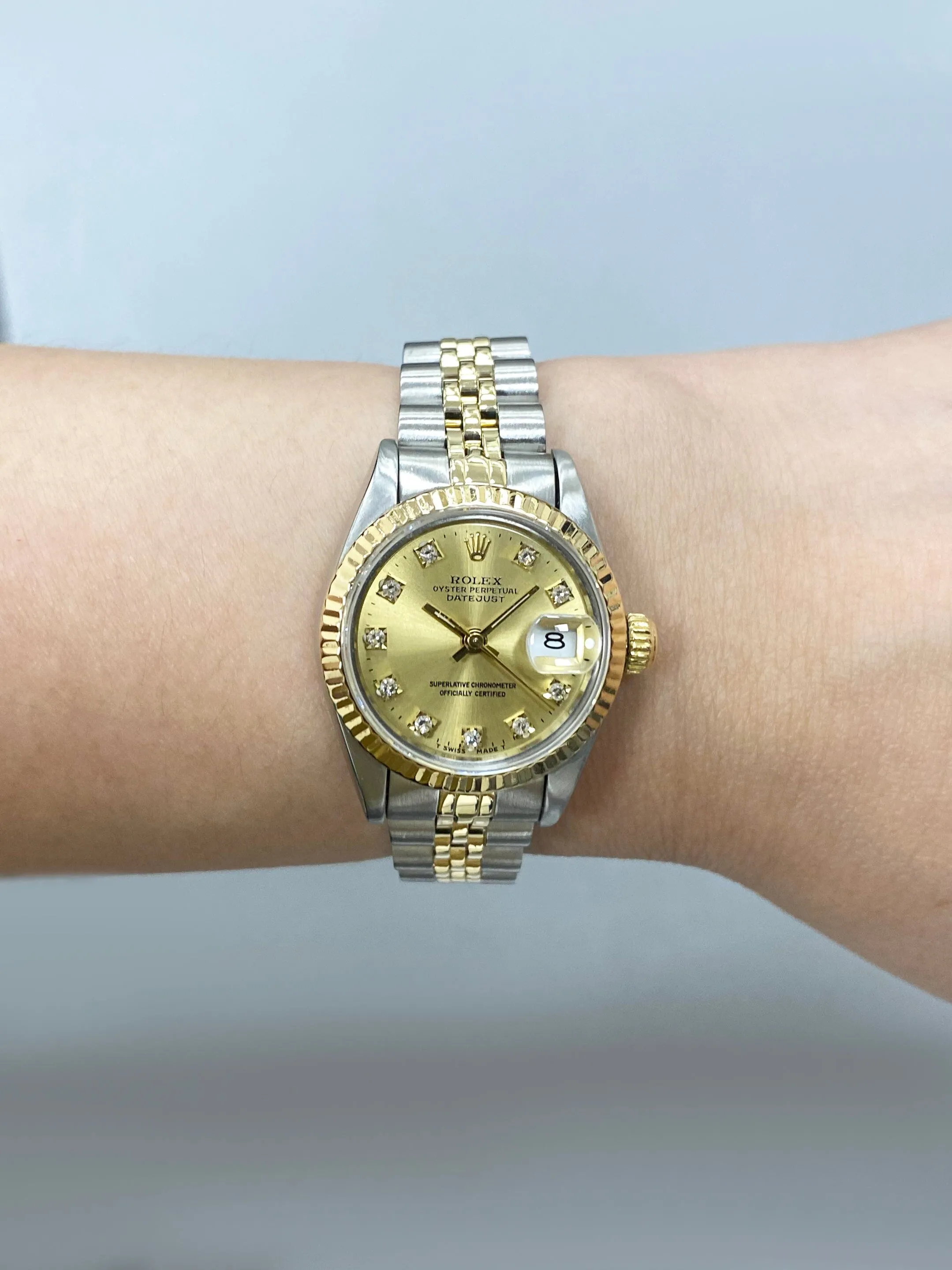 Rolex Datejust 69173 Diamond Champagne Dial Ladies Watch