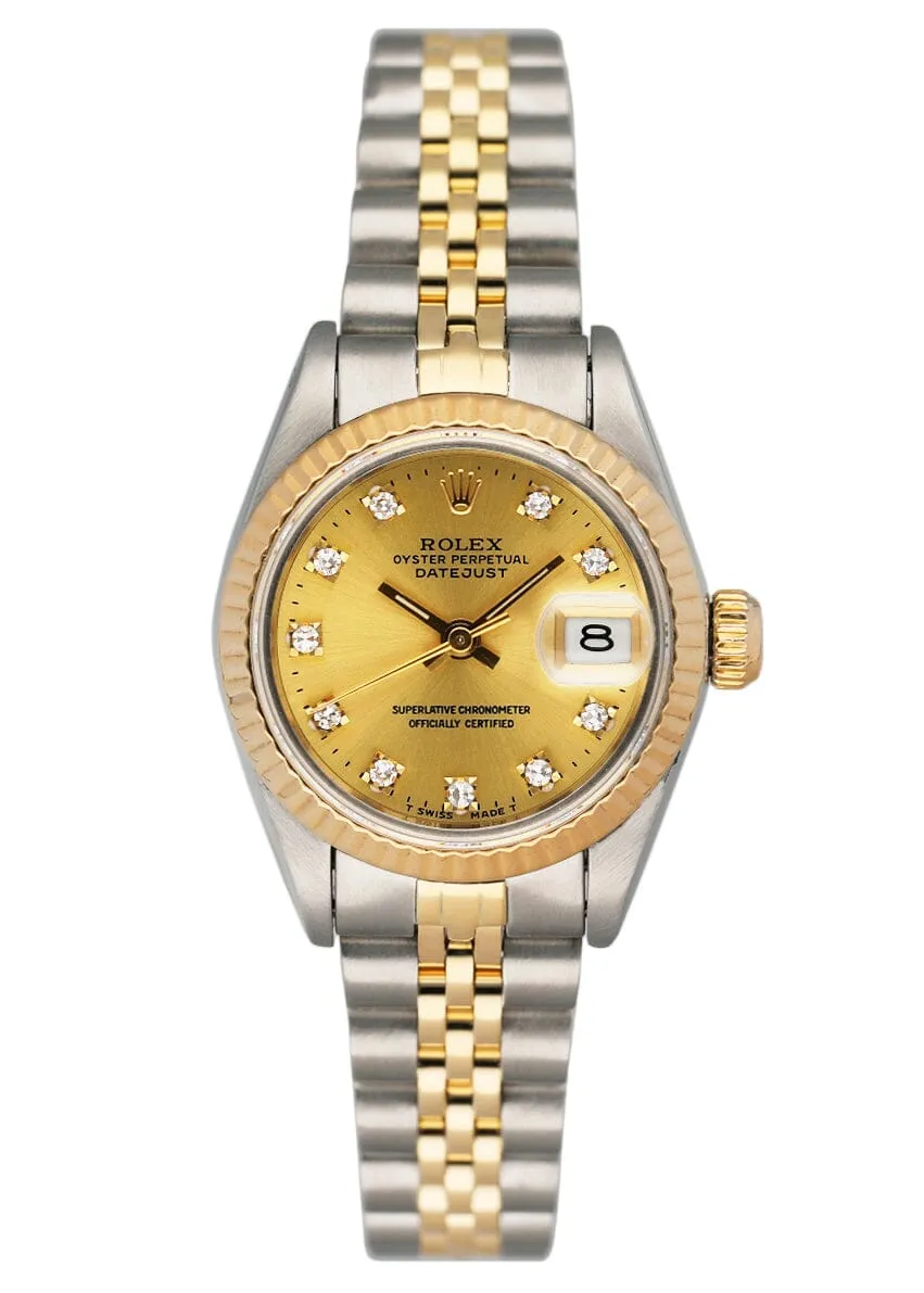 Rolex Datejust 69173 Diamond Champagne Dial Ladies Watch
