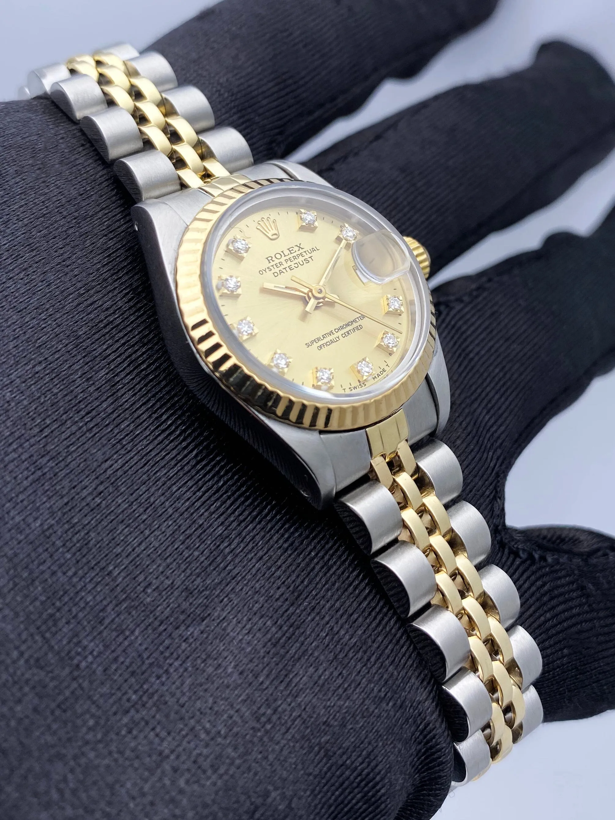 Rolex Datejust 69173 Diamond Champagne Dial Ladies Watch