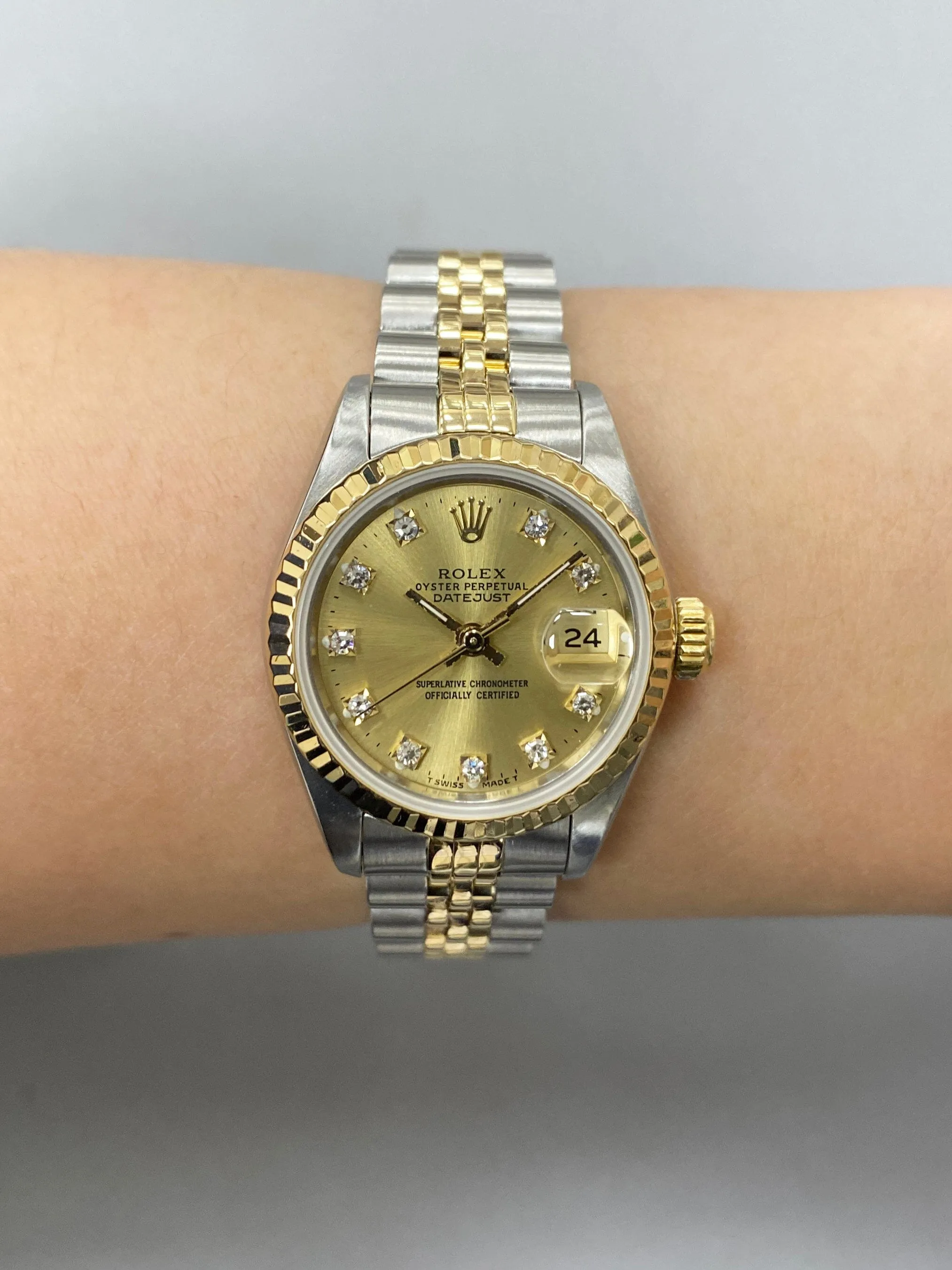 Rolex Datejust 69173 Diamond Champagne Dial Ladies Watch