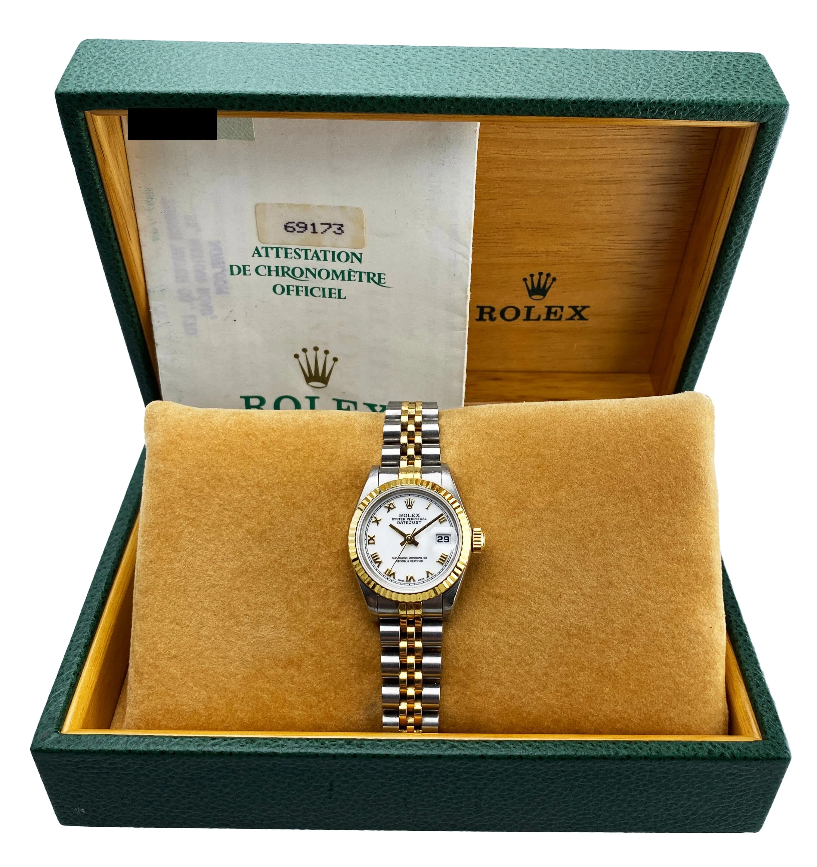 Rolex Datejust 69173 White Dial Ladies Watch Box Papers