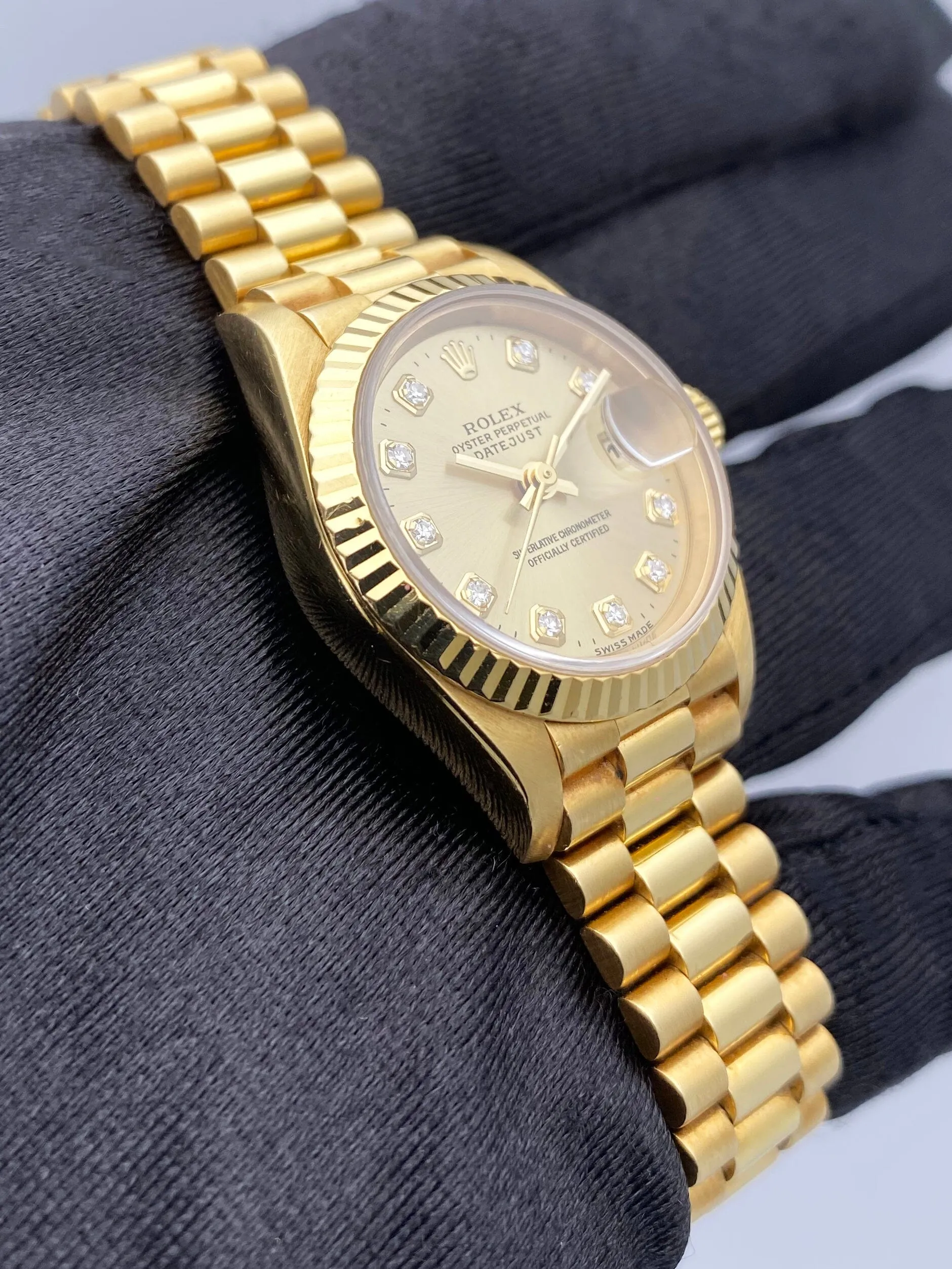 Rolex Datejust 69178 Diamond Dial 18K Yellow Gold Ladies Watch
