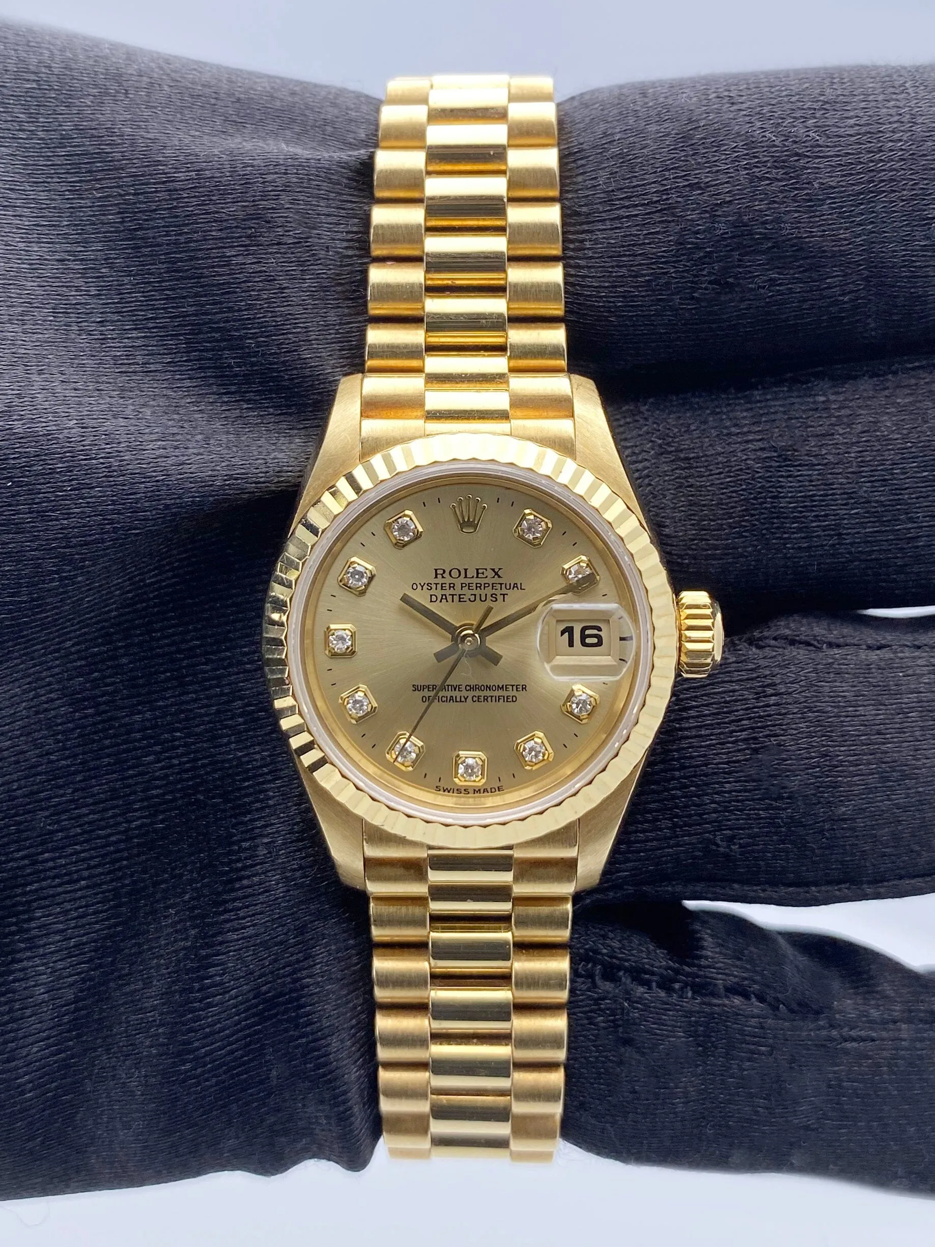 Rolex Datejust 69178 Diamond Dial 18K Yellow Gold Ladies Watch