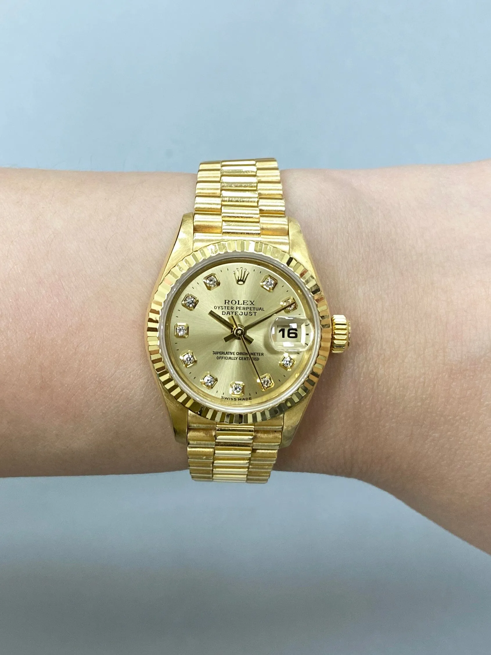 Rolex Datejust 69178 Diamond Dial 18K Yellow Gold Ladies Watch