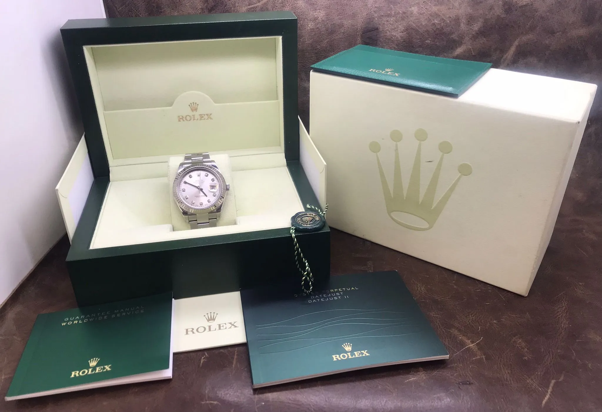 Rolex Datejust II 41mm 116334 Rhodium Diamond Dial Automatic Men's Watch