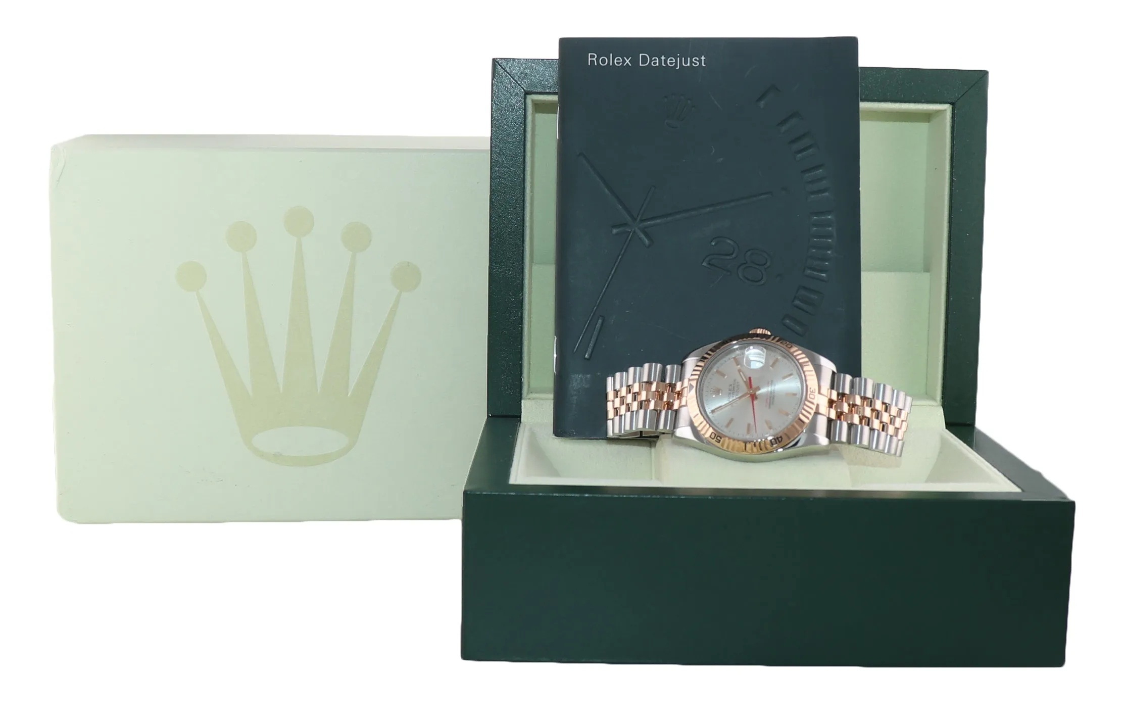 Rolex DateJust Turn-O-Graph 116261 Rose Gold Two Tone Silver 36mm Jubilee Watch