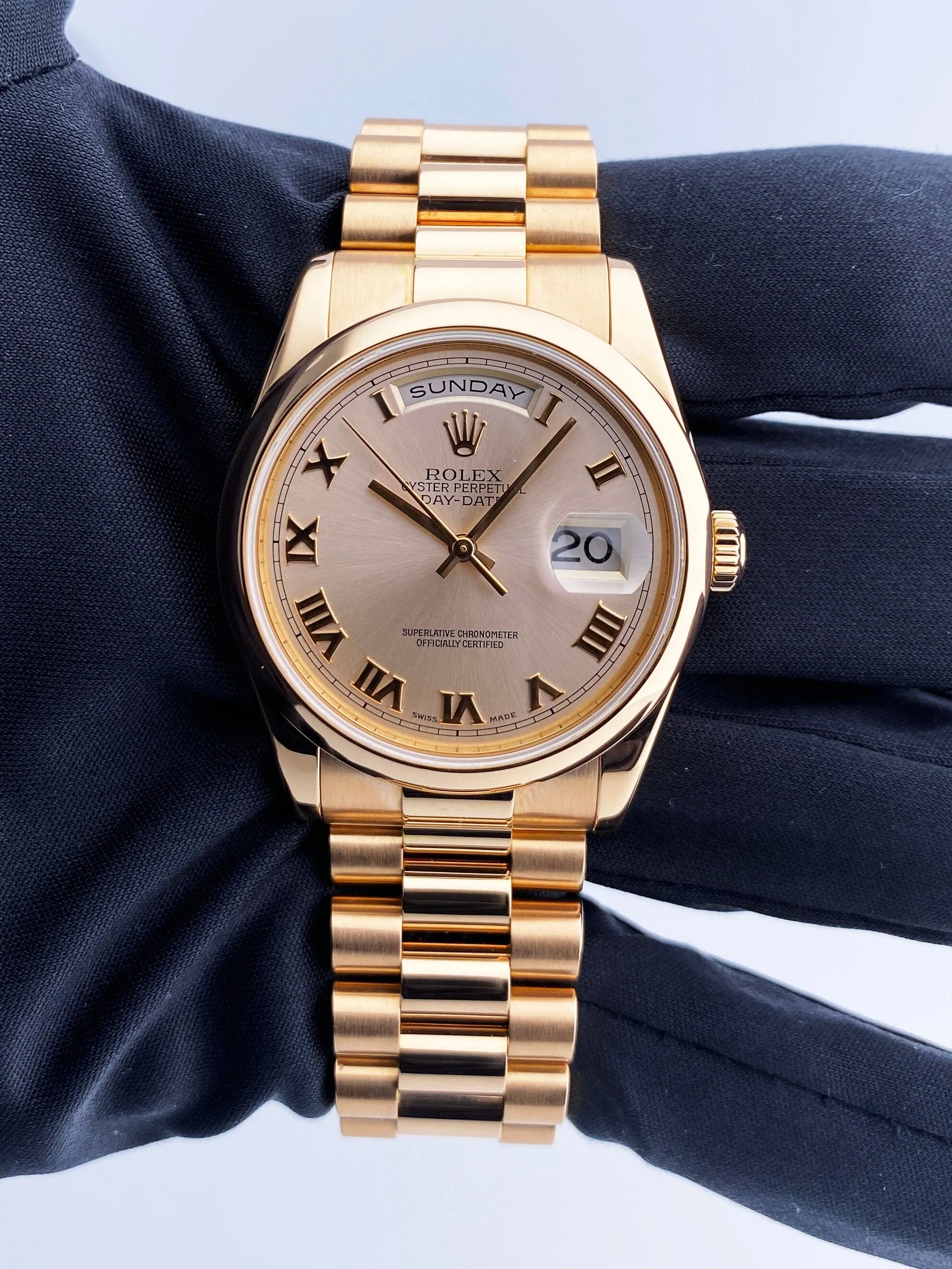 Rolex Day Date 118205 18K Rose Gold Mens Watch