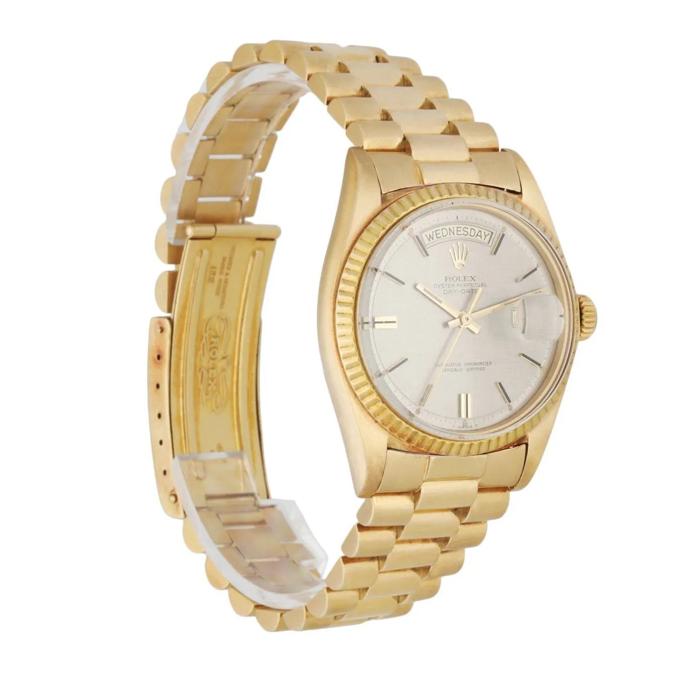 Rolex Day Date 1803 18K Yellow Gold Linen  Dial Vintage Men's Watch Box & Paper