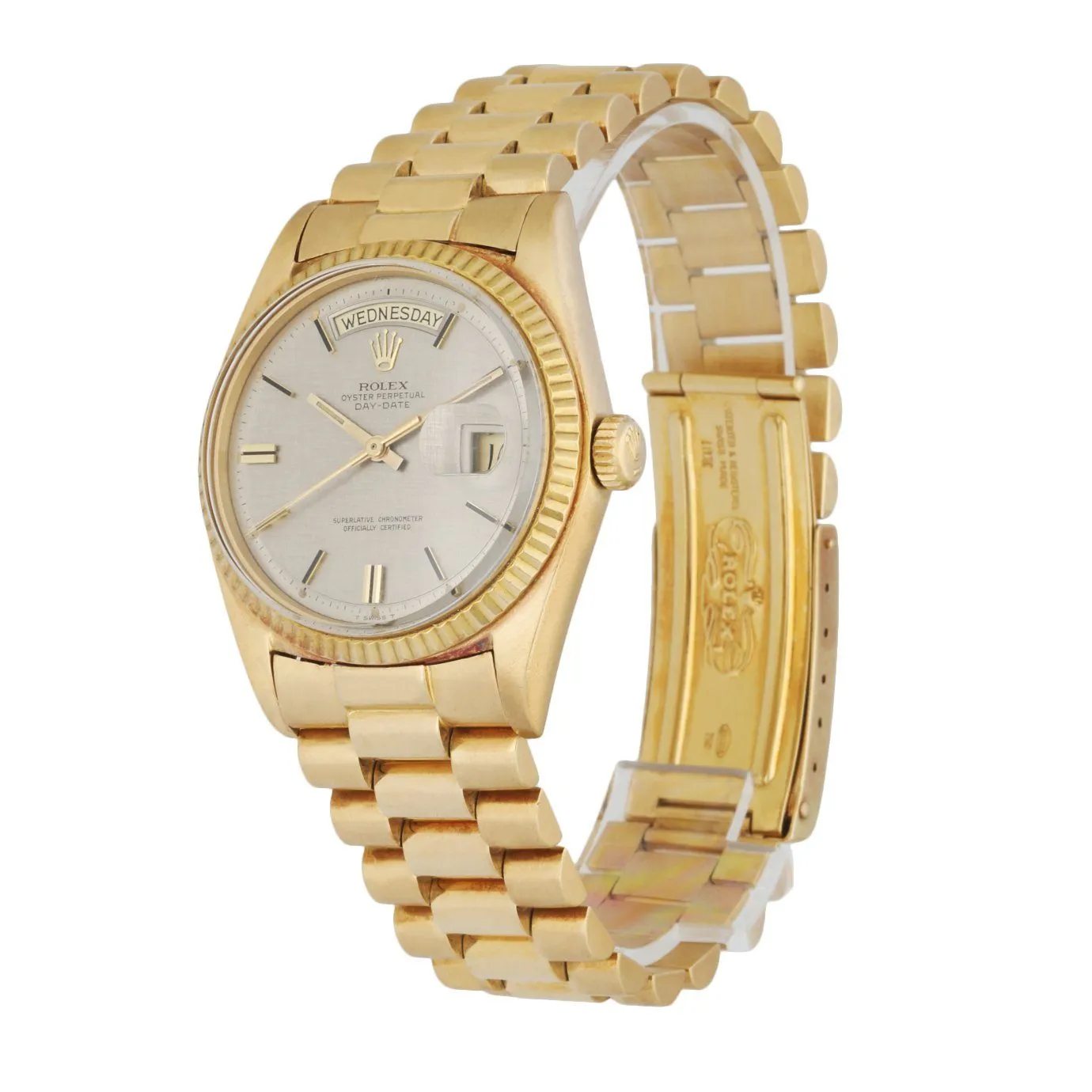 Rolex Day Date 1803 18K Yellow Gold Linen  Dial Vintage Men's Watch Box & Paper