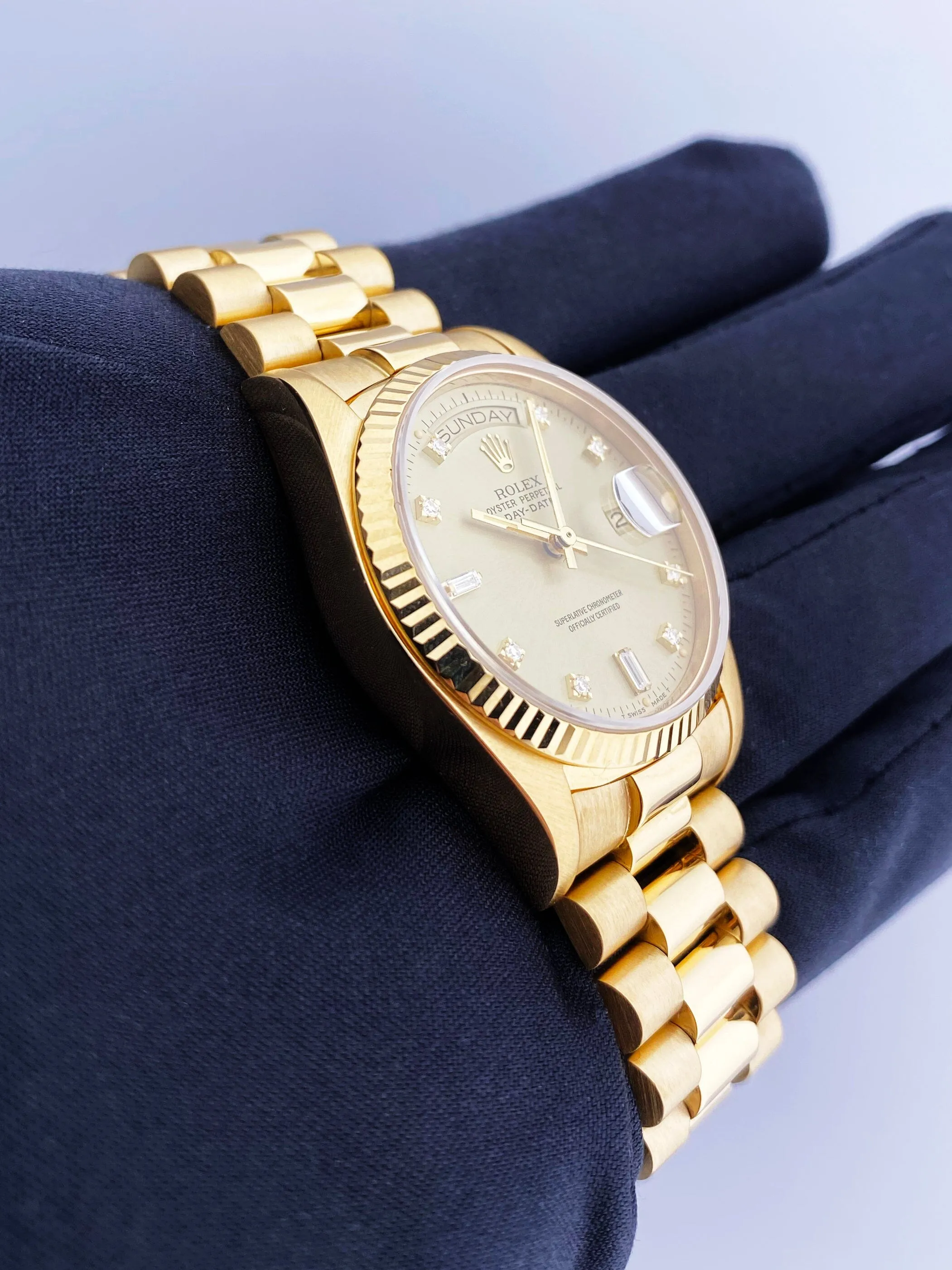 Rolex Day Date 18038 Diamond Dial Mens Watch