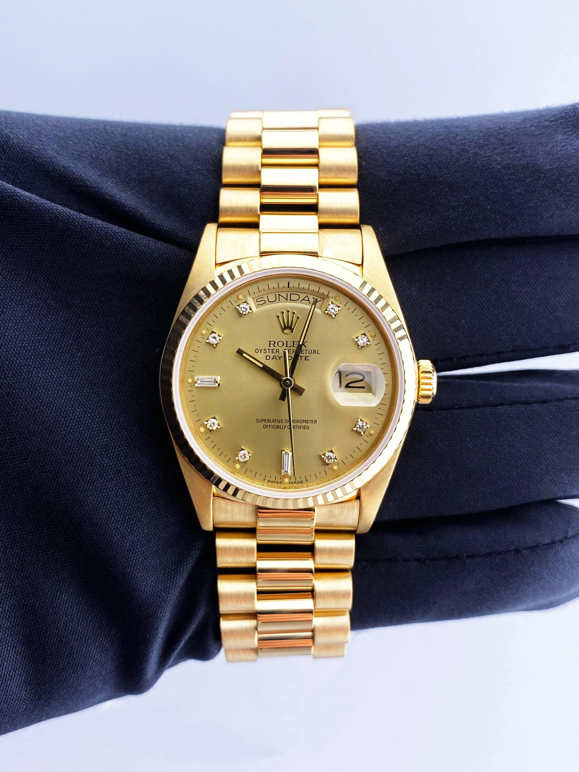 Rolex Day Date 18038 Diamond Dial Mens Watch
