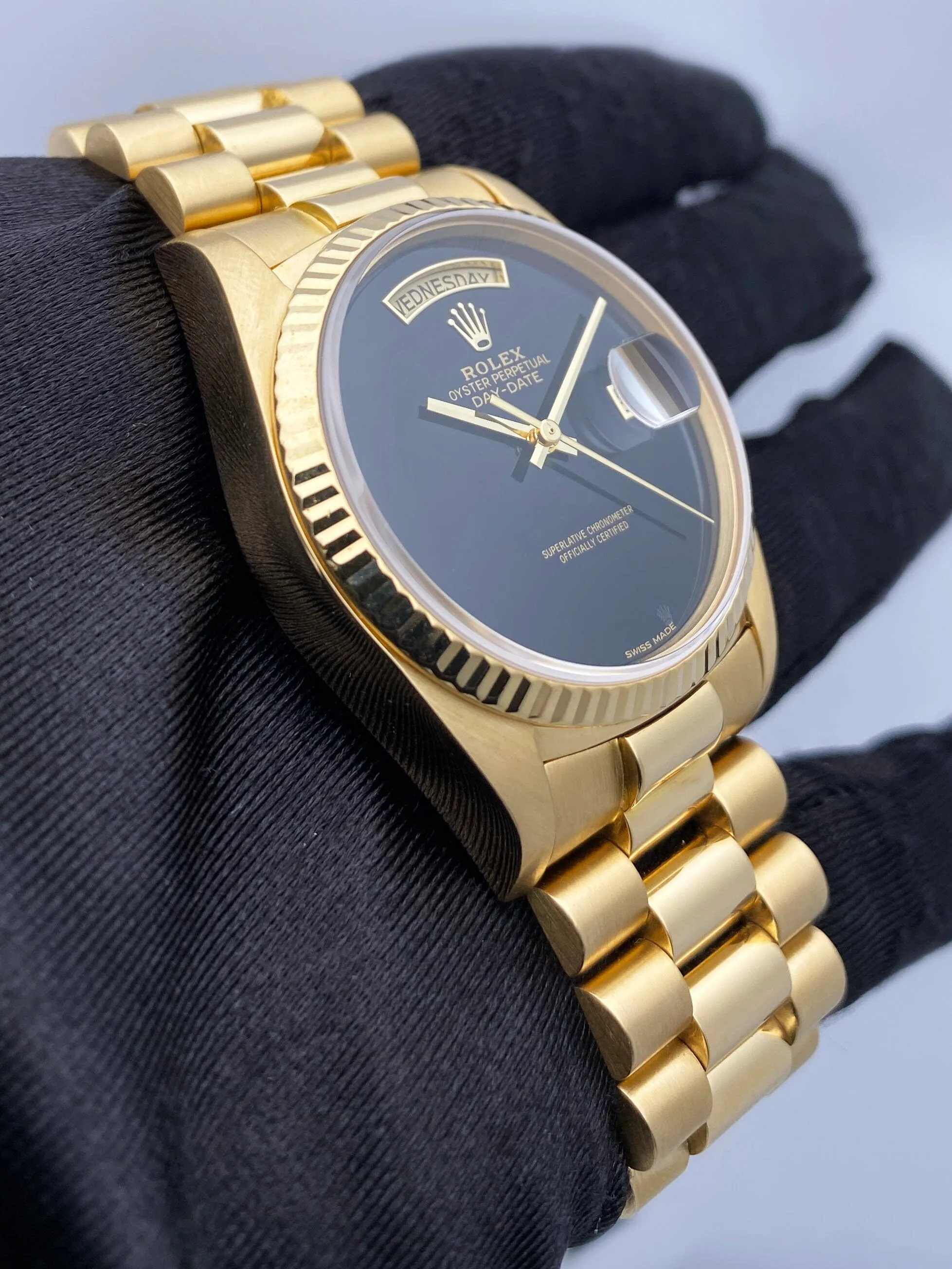 Rolex Day Date 18038 Onyx Dial Mens Watch