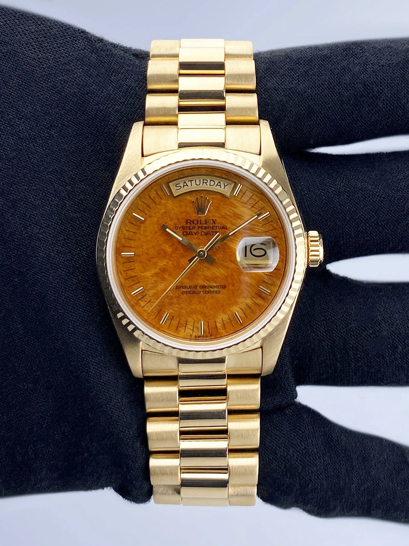 Rolex Day Date 18038 Wood Dial Mens Watch Box Papers