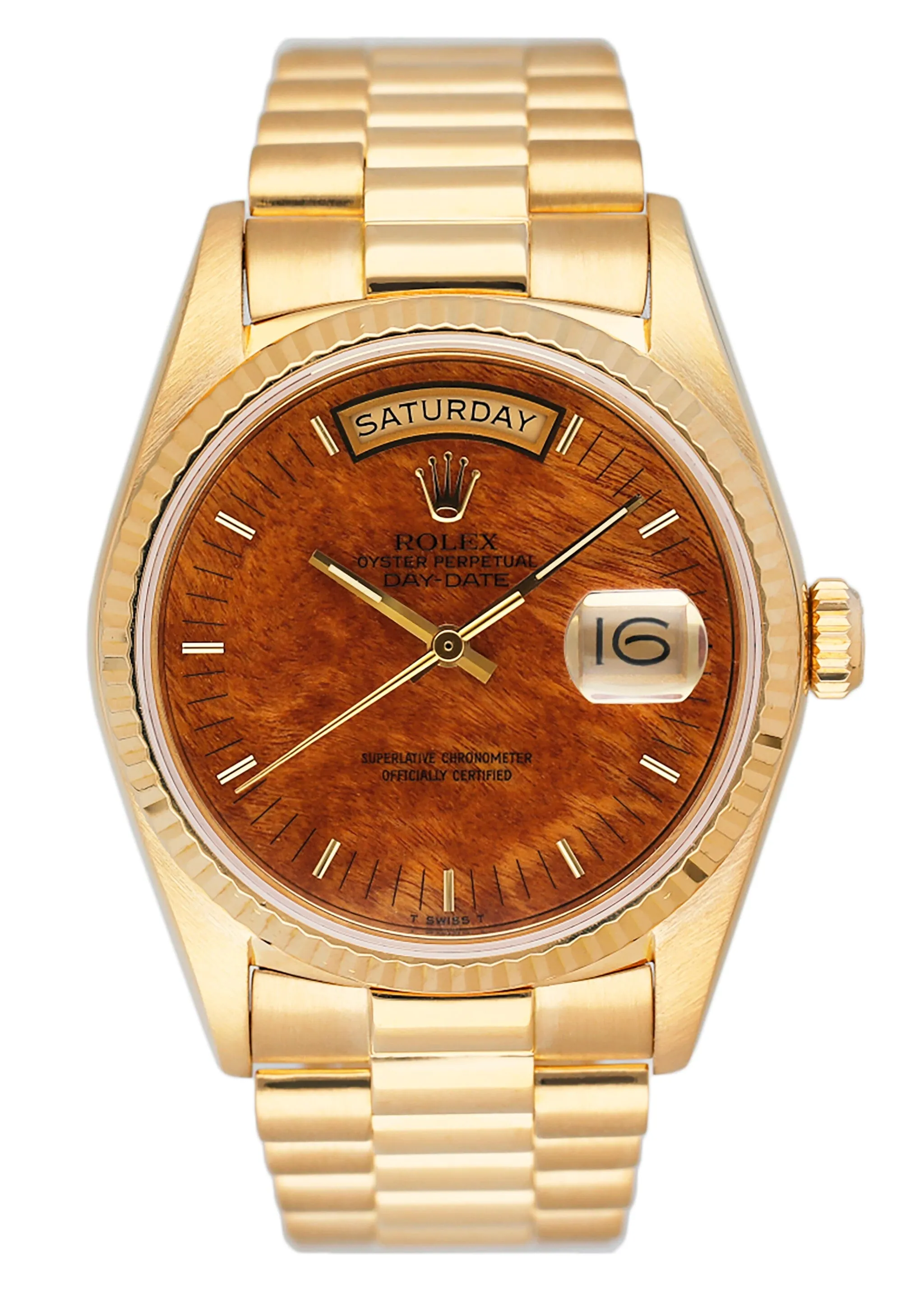 Rolex Day Date 18038 Wood Dial Mens Watch Box Papers