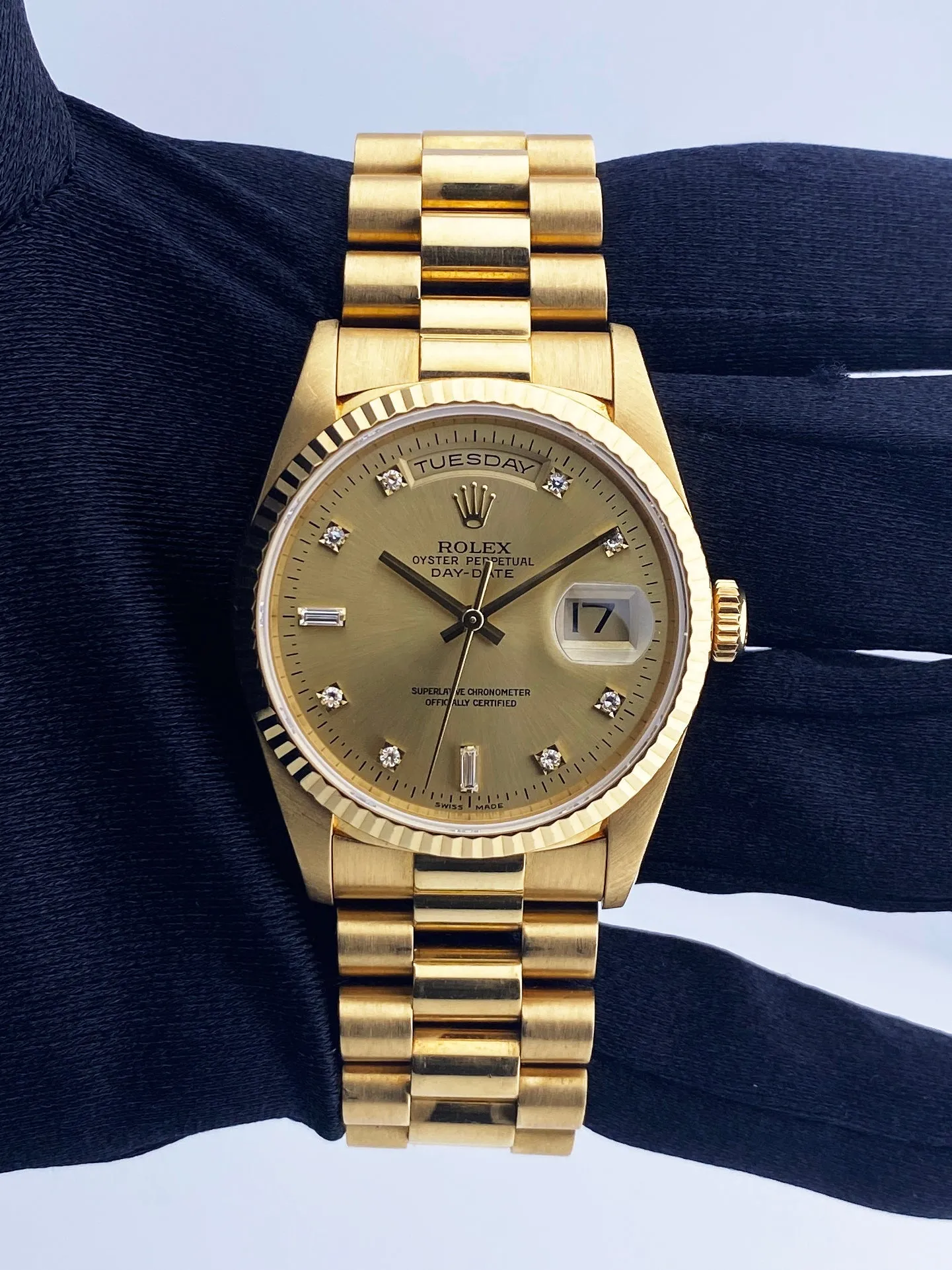 Rolex Day Date 18238 Diamond Dial Mens Watch