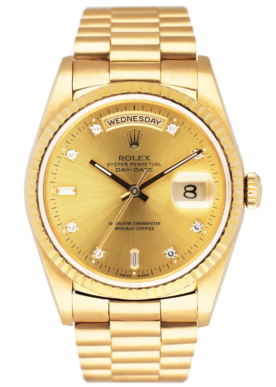Rolex Day Date 18238 President Diamond Dial Mens Watch