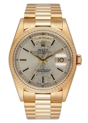 Rolex Day Date 18238 Sliver Anniversary Dial Mens Watch Box Papers