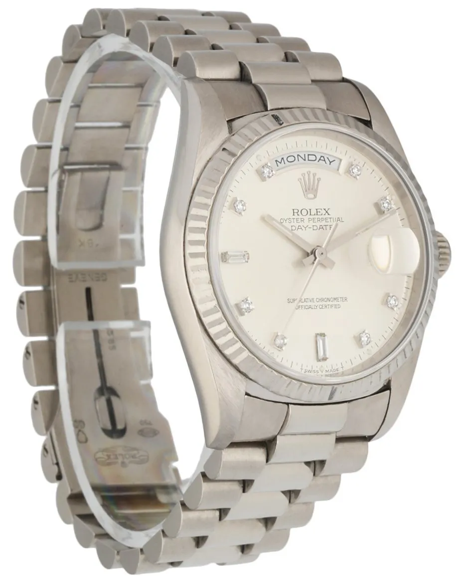 Rolex Day-Date 18239 18K White Gold Diamond Dial Men's Watch