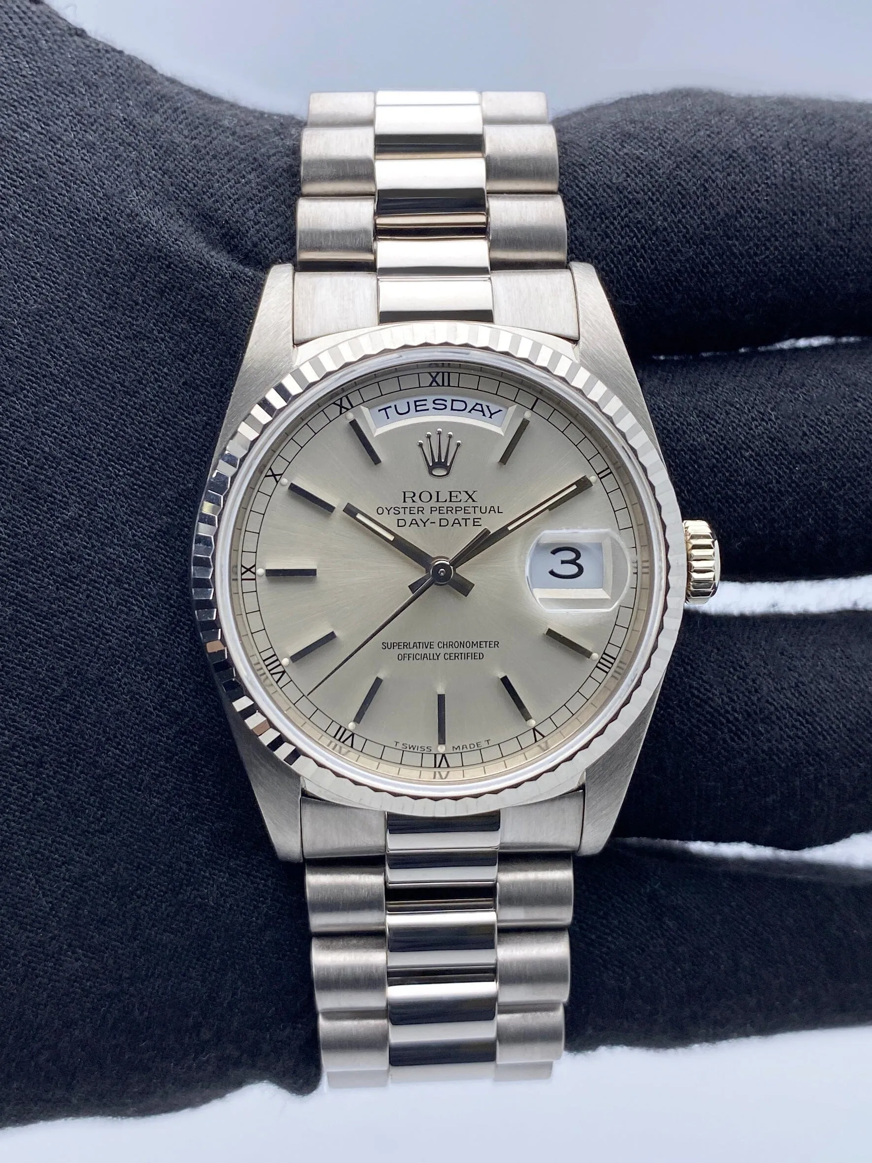Rolex Day Date 18239 18K White Gold Mens Watch