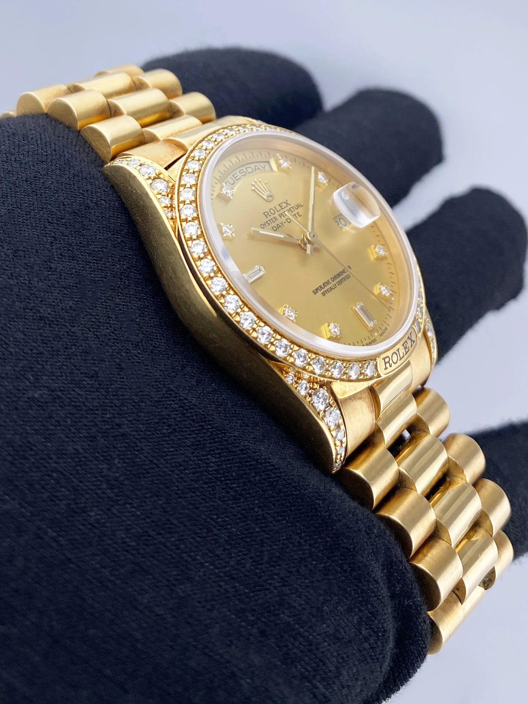 Rolex Day Date 18388 Diamond Dial 18K Yellow Gold Mens Watch