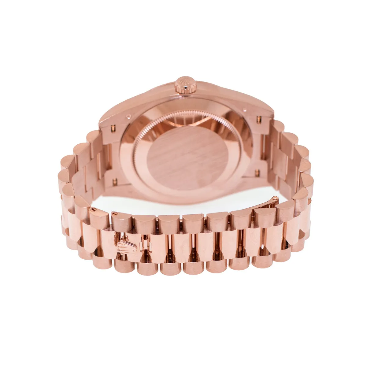 Rolex Day-Date 40mm Everose Gold White Roman Dial Fluted Bezel 228235