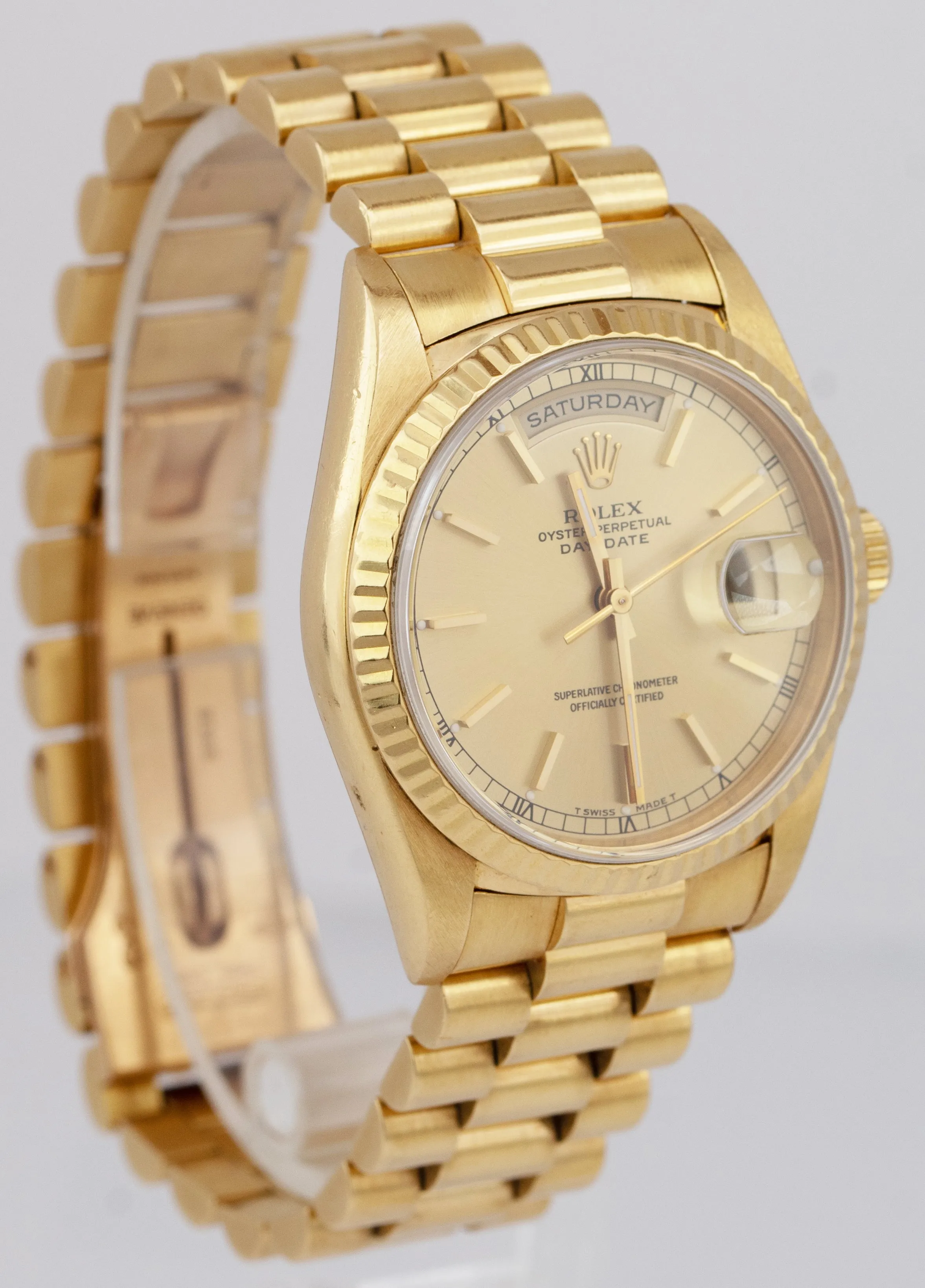 Rolex Day-Date Champagne Double Quickset 36mm 18238 18K Yellow Gold Watch