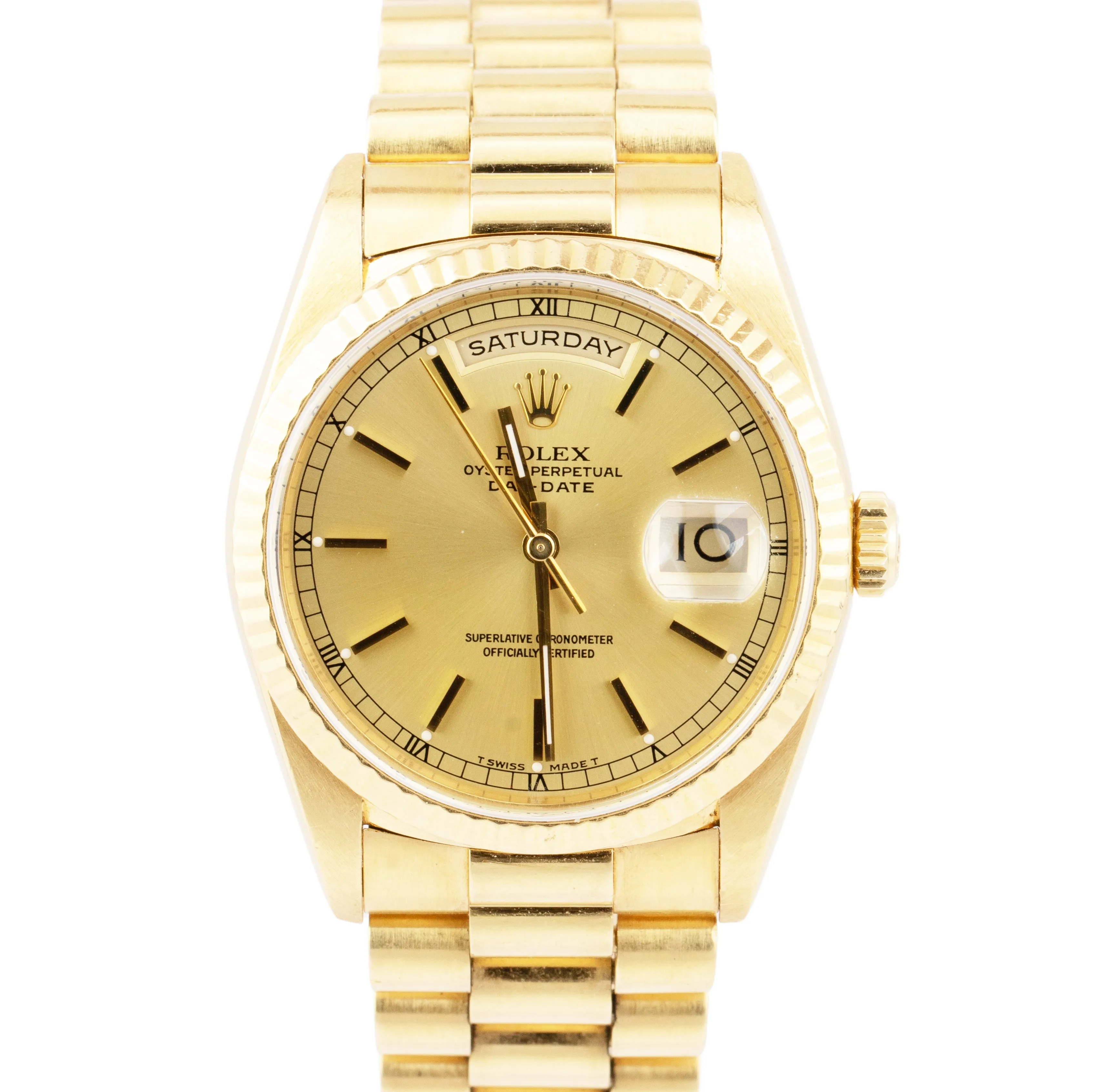 Rolex Day-Date Champagne Double Quickset 36mm 18238 18K Yellow Gold Watch