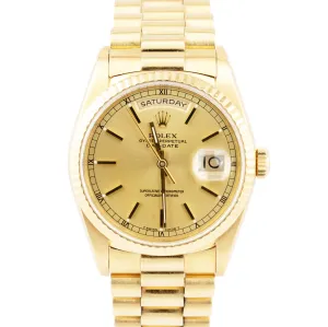 Rolex Day-Date Champagne Double Quickset 36mm 18238 18K Yellow Gold Watch