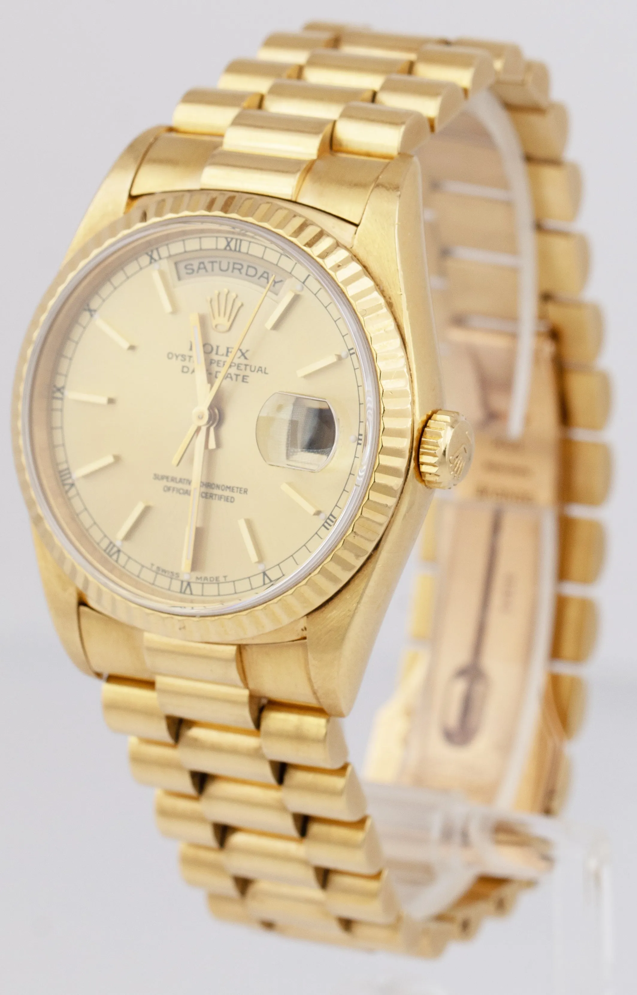 Rolex Day-Date Champagne Double Quickset 36mm 18238 18K Yellow Gold Watch