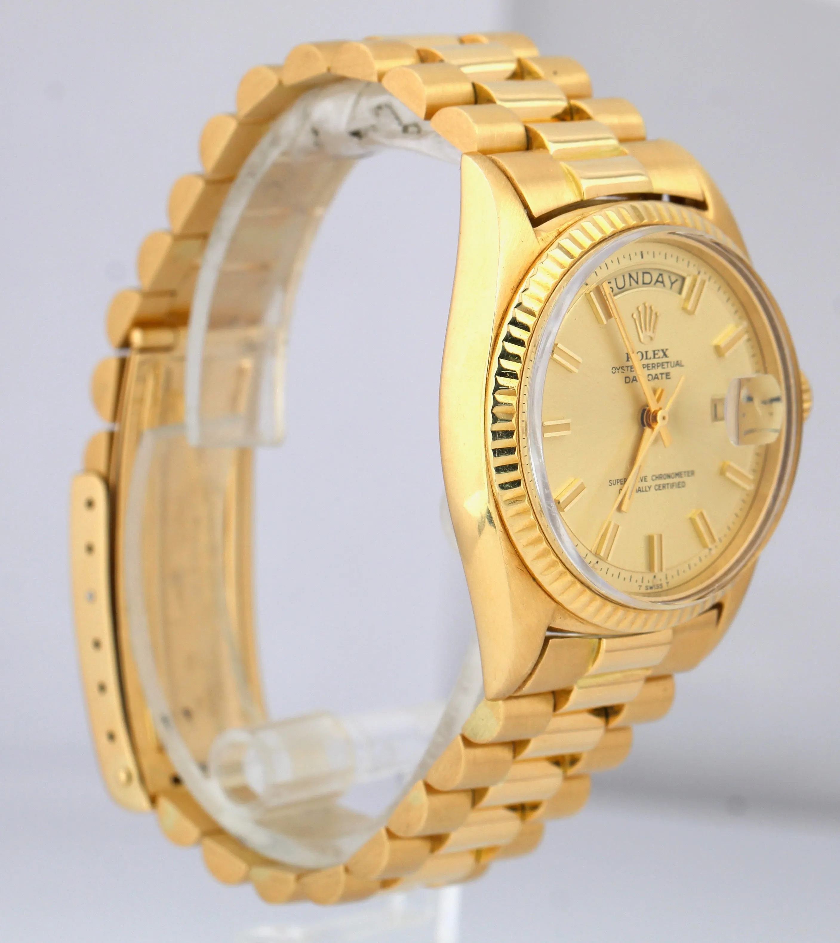 Rolex Day-Date President 1803 Champagne Stick Patina 36mm 18K Yellow Gold Watch