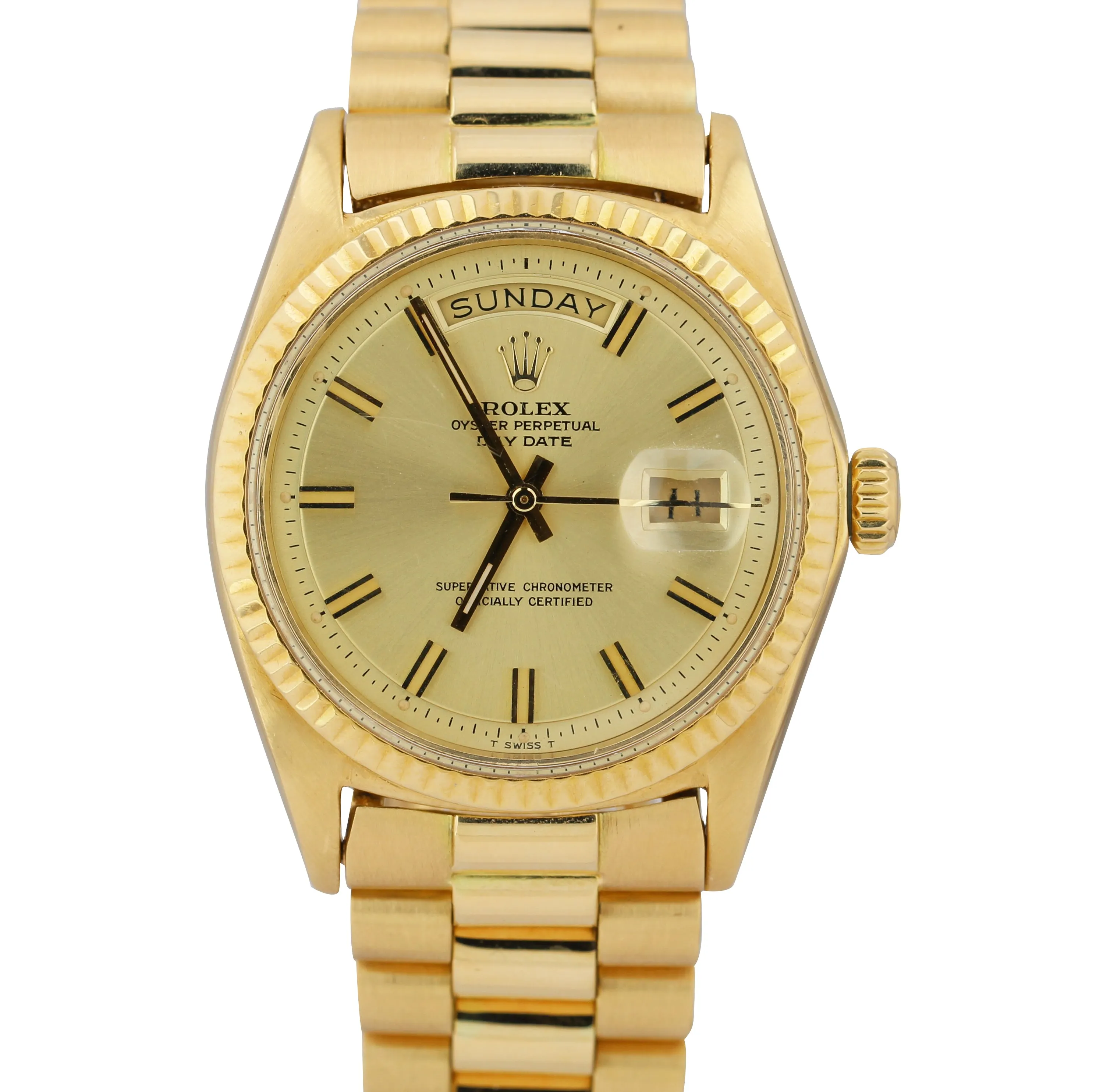 Rolex Day-Date President 1803 Champagne Stick Patina 36mm 18K Yellow Gold Watch