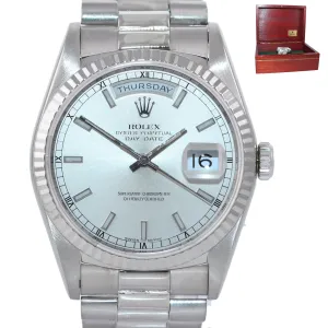 Rolex Day-Date President 18239 18K White Gold double quickset 36mm Silver Watch