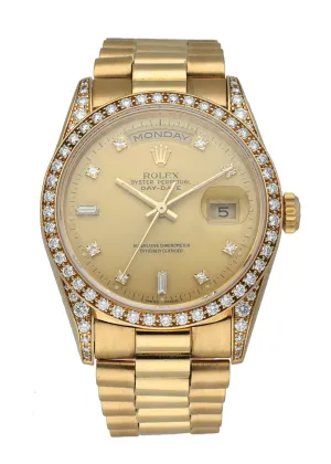 Rolex Day-Date President 18338 Diamond Dial & Bezel Men's Watch.