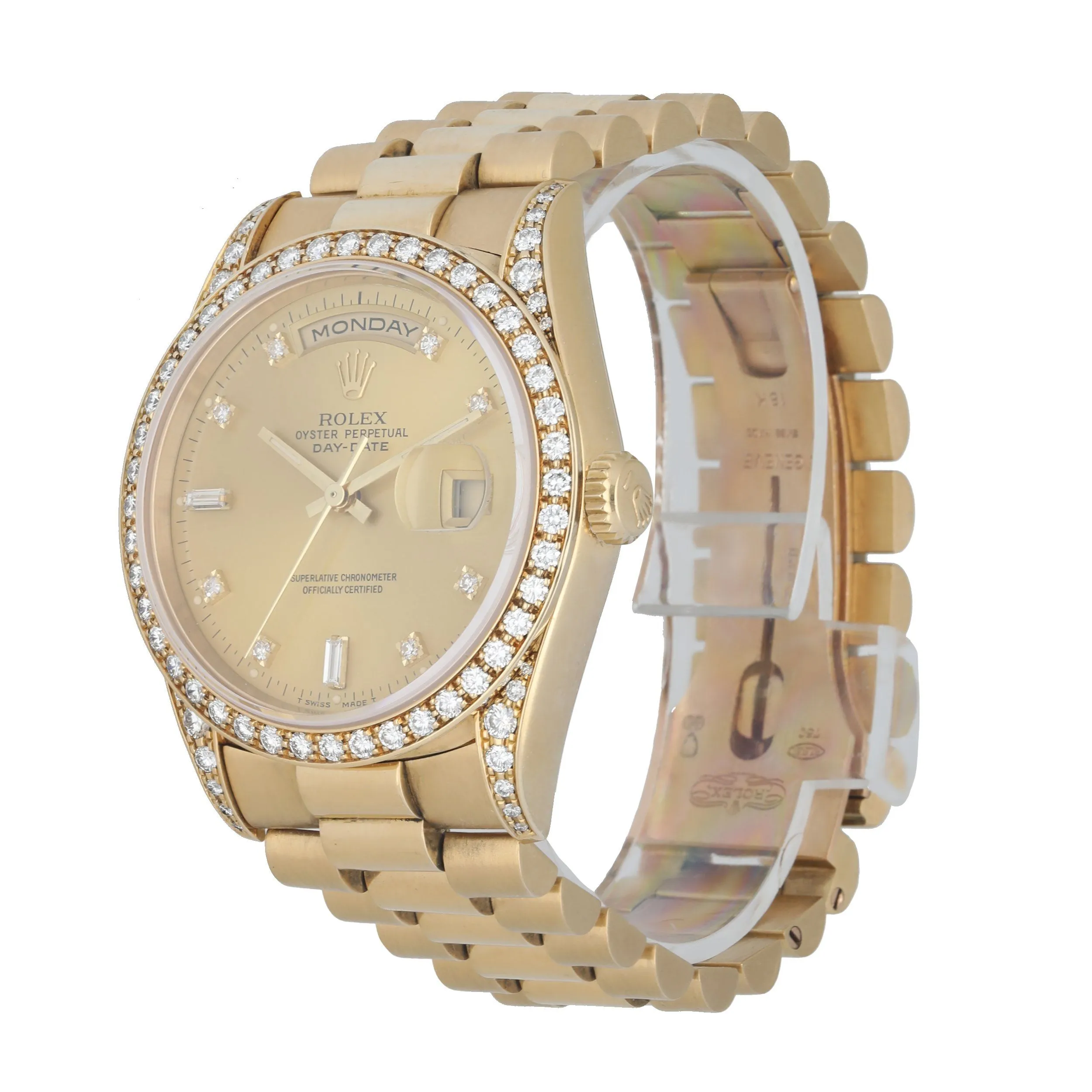 Rolex Day-Date President 18338 Diamond Dial & Bezel Men's Watch.